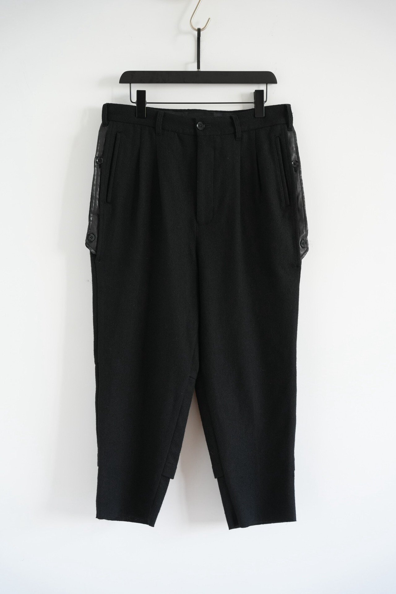 Yohji Yamamoto 14AW Cropped Leather Panel Pants