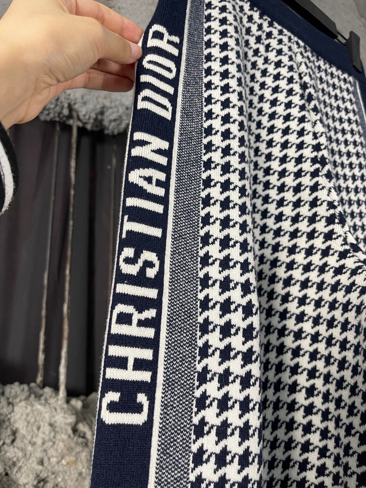 Dior Houndstooth Wool Trousers — label