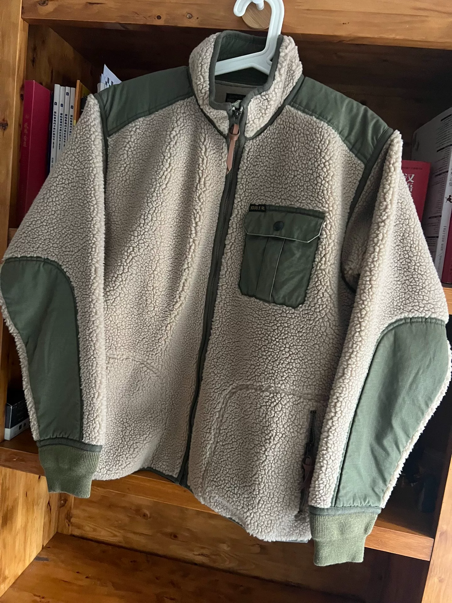 RRL Double RL Beige Fleece Jacket — detail