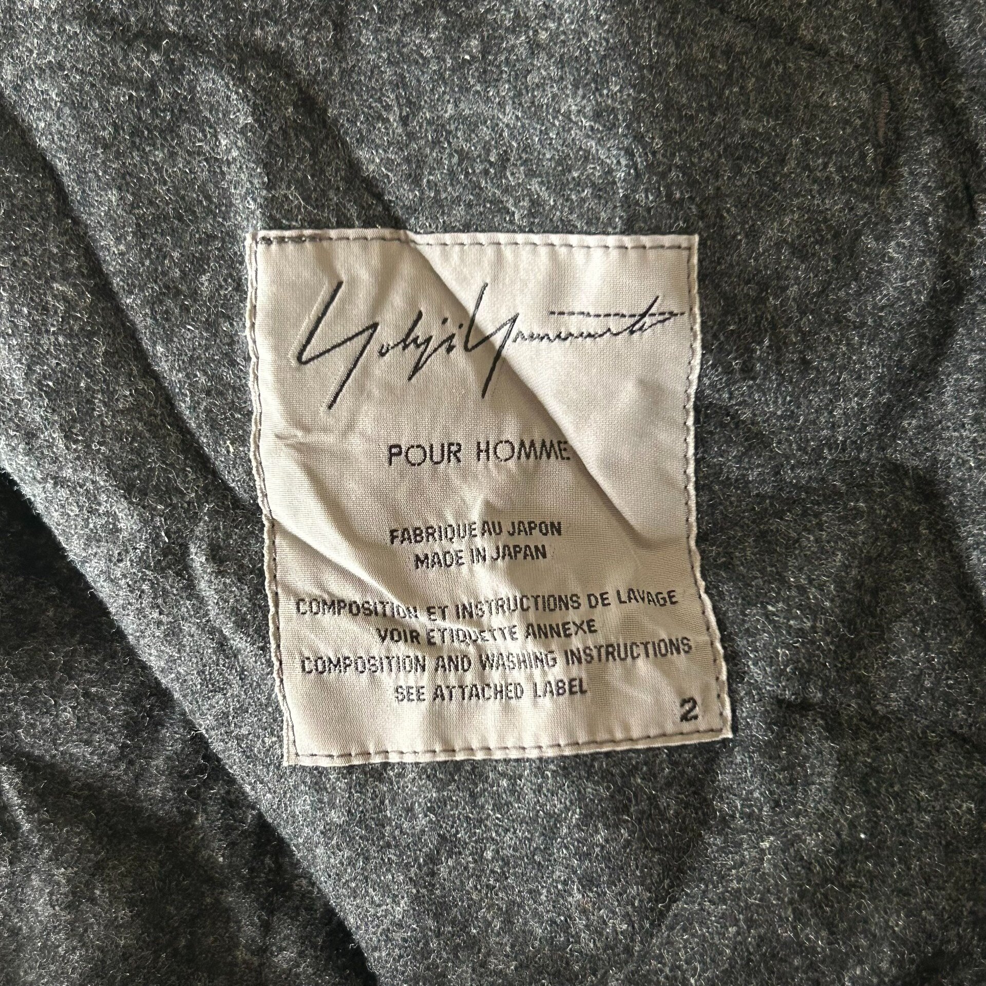 Yohji Yamamoto 16AW Gray Wool Coat — back