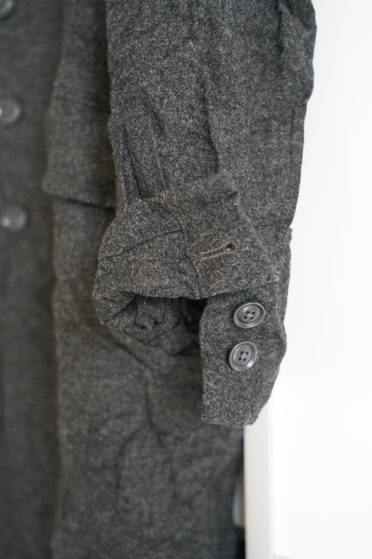 Yohji Yamamoto 16AW Gray Wool Coat — detail