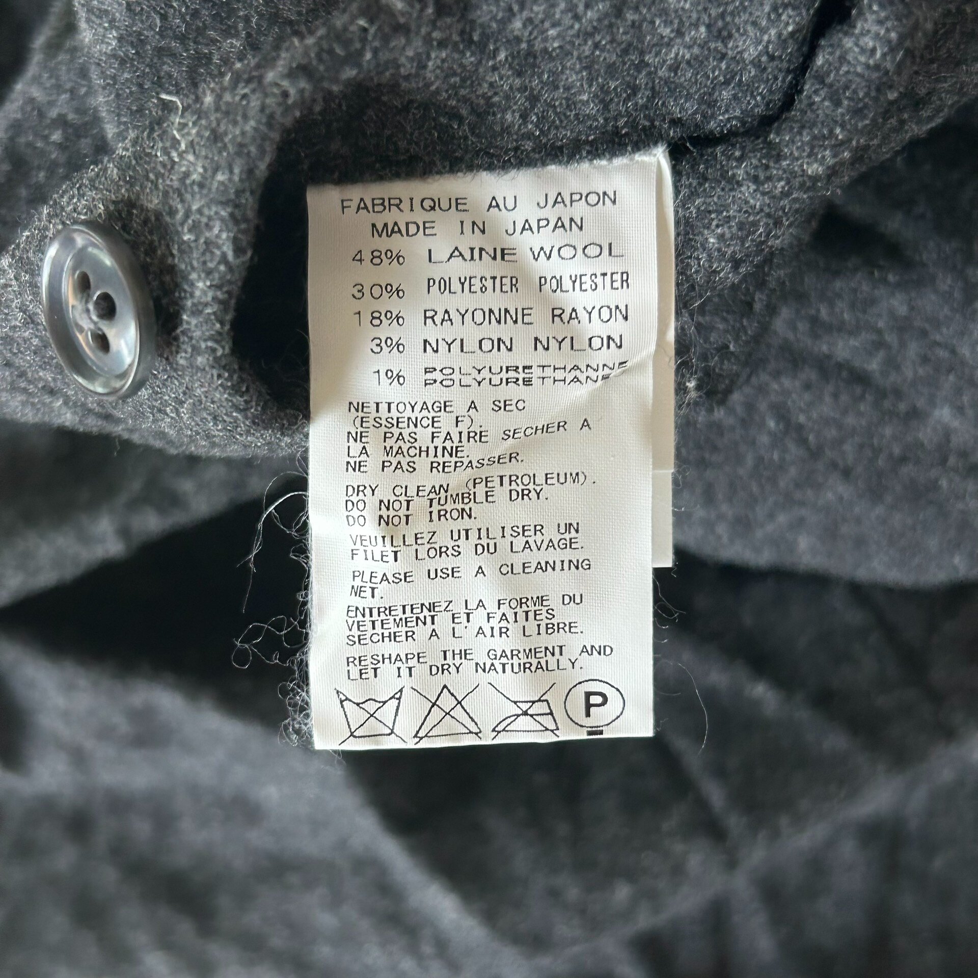 Yohji Yamamoto 16AW Gray Wool Coat — label