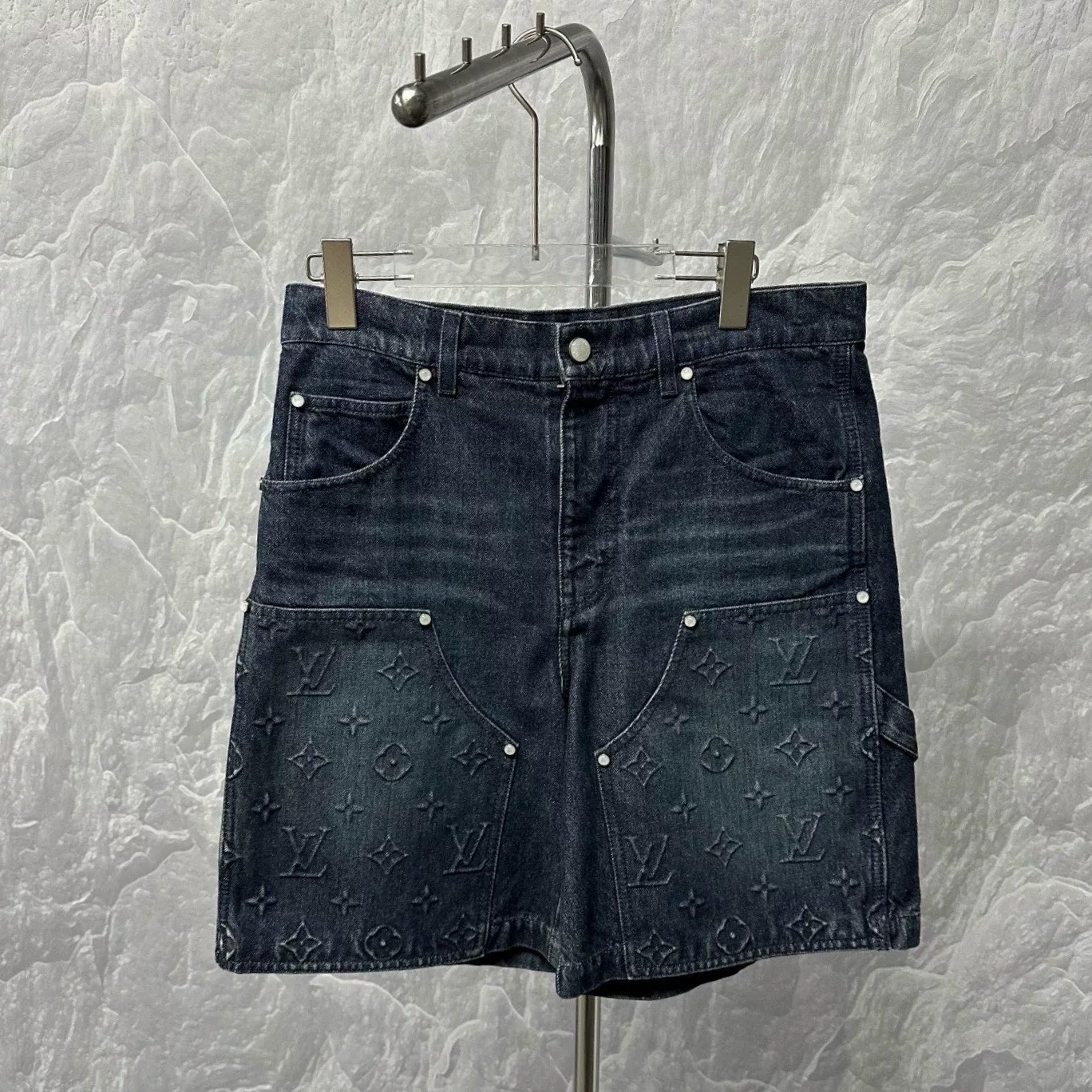 Louis Vuitton FW25 Embossed Denim Shorts