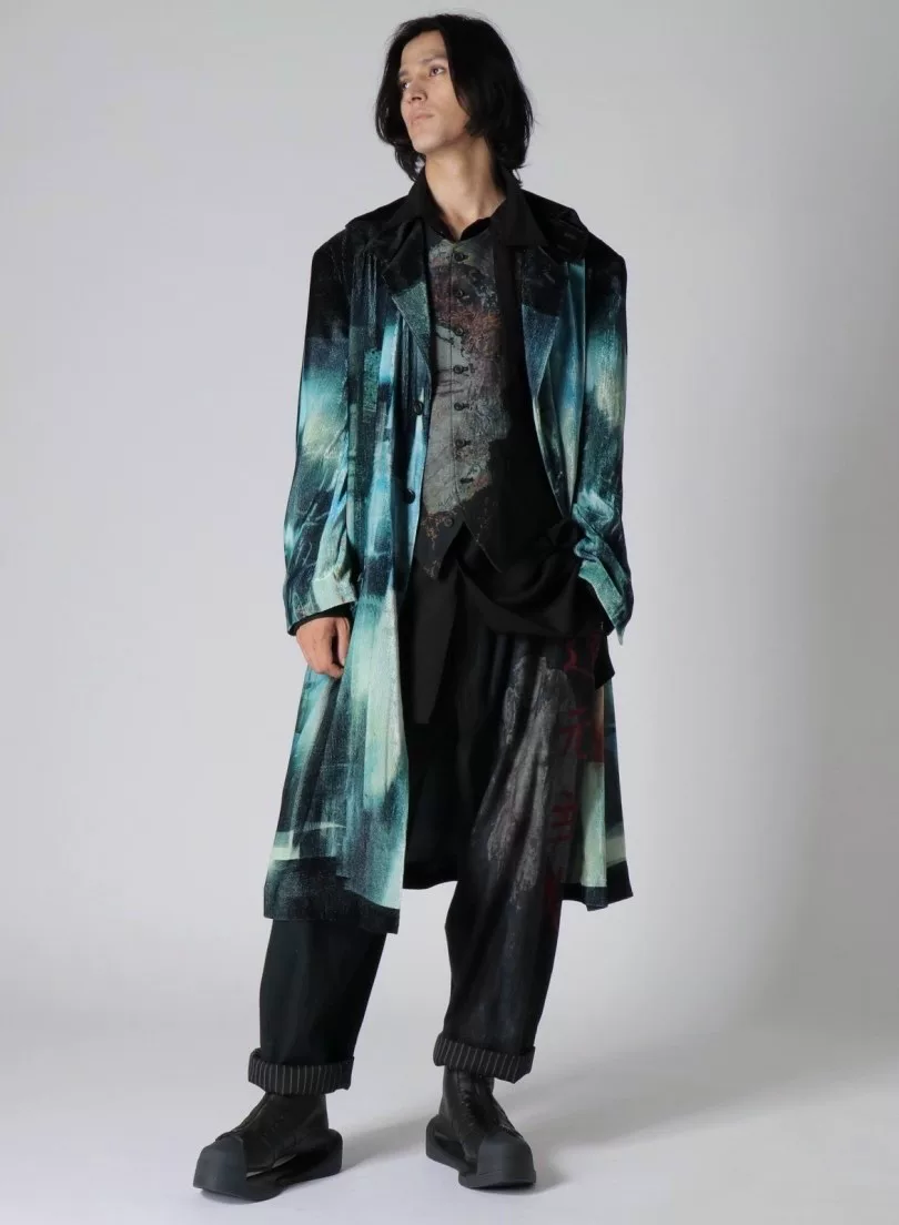 Yohji Yamamoto 23SS Silk Print Coat — label