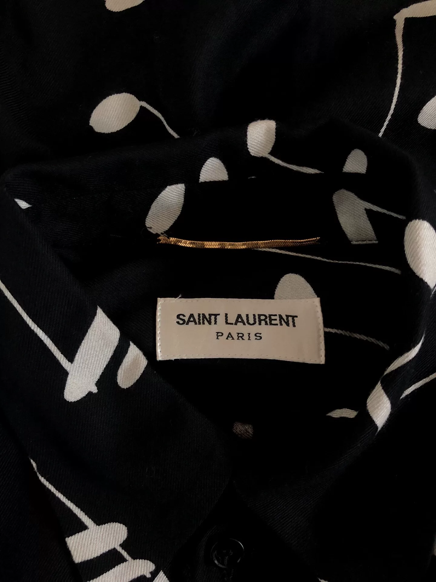 Saint Laurent 16FW Music Note Shirt Dress — detail