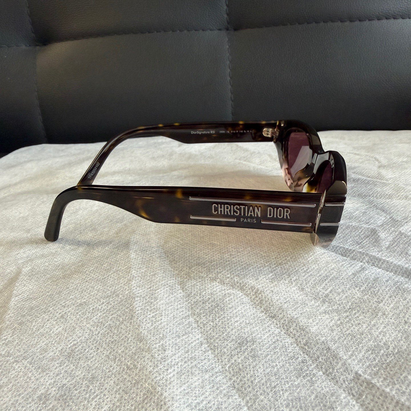 Dior Brown Irregular Acetate Sunglasses — label