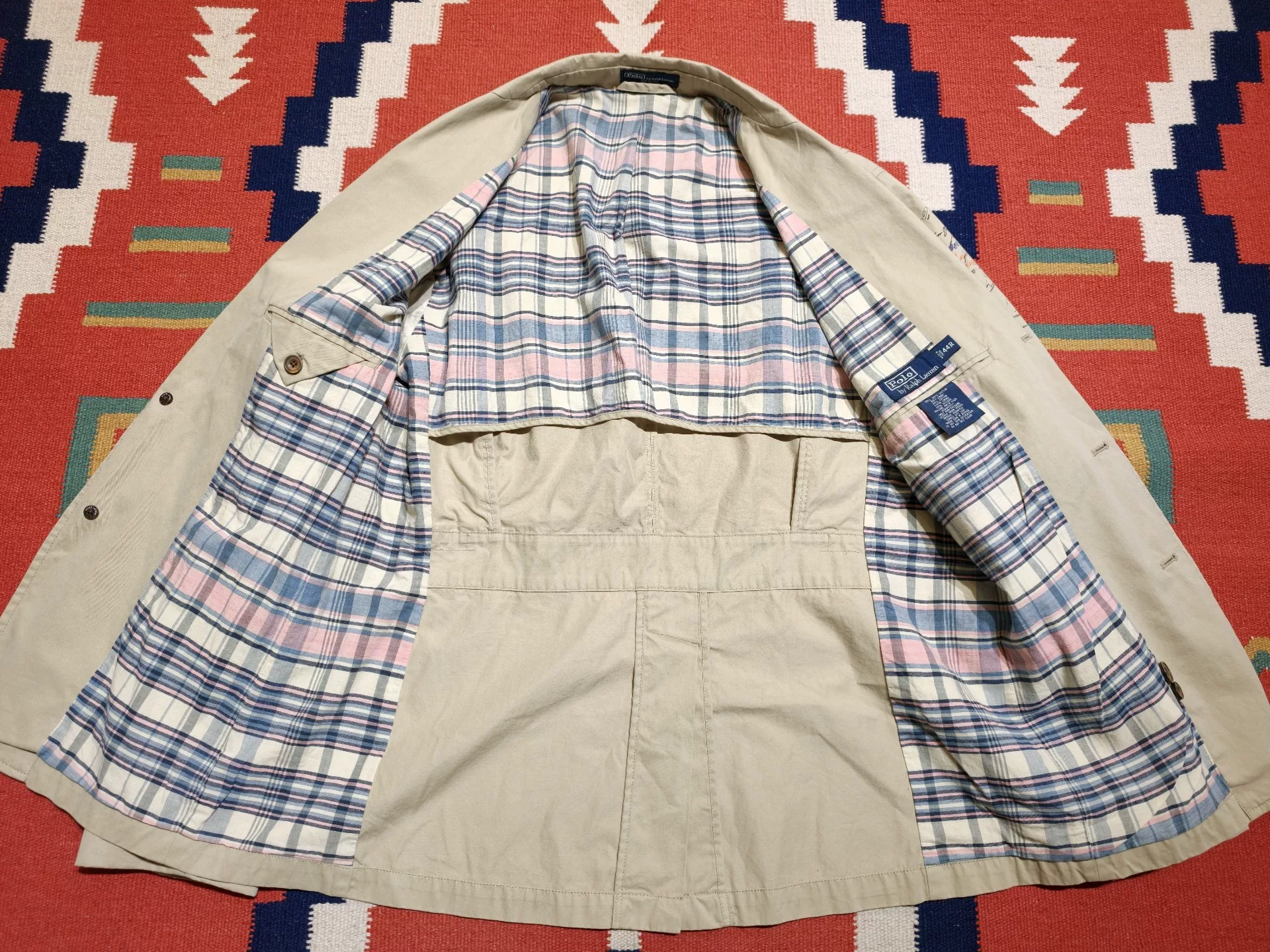 Ralph Lauren Beige Hand-Painted Fishing Blazer — label