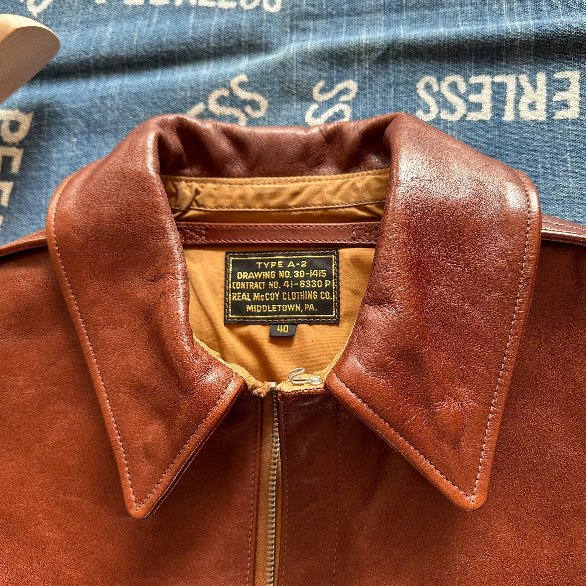 The Real McCoy's A2 Horsehide Jacket — label