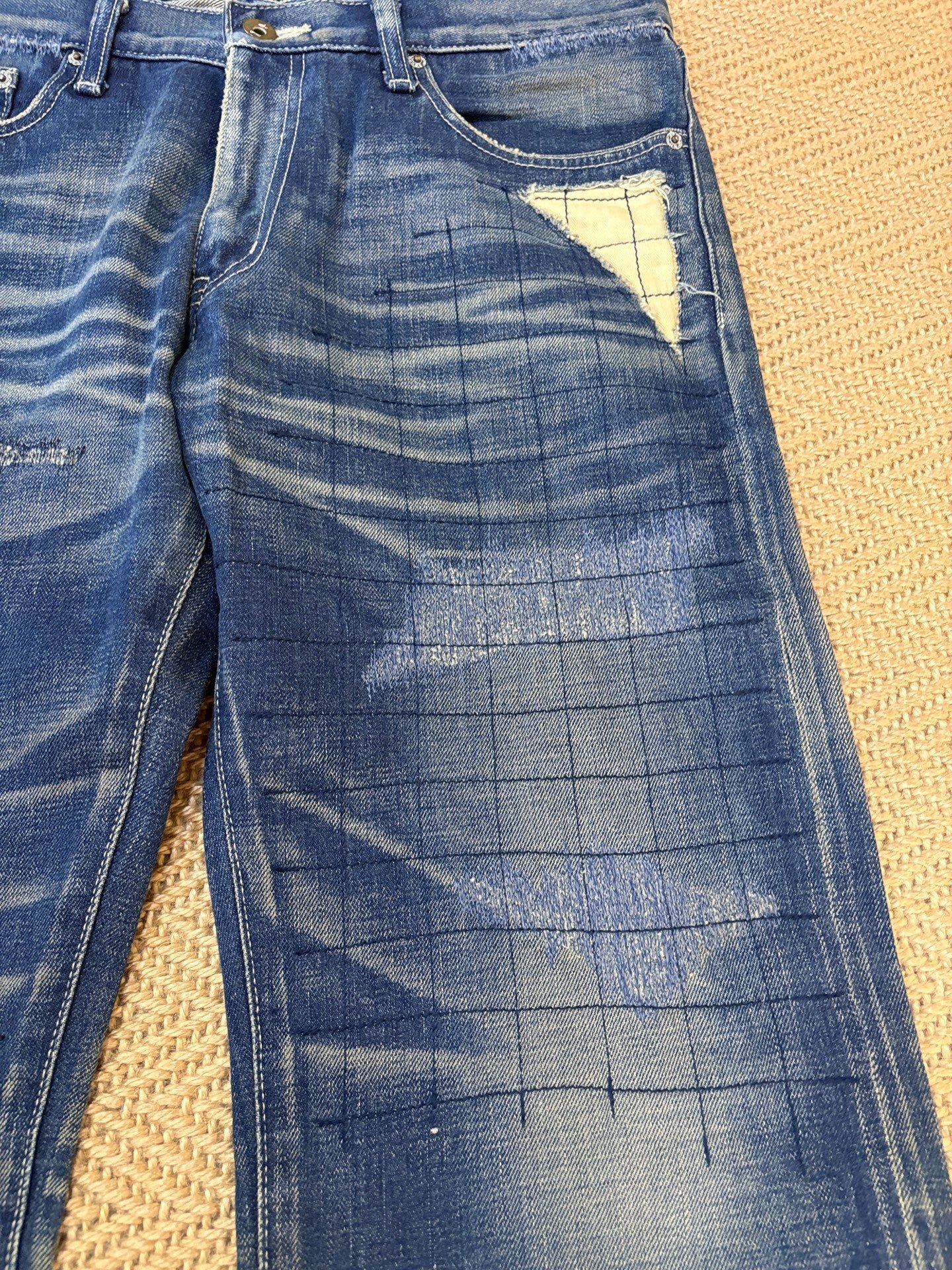 NEIGHBORHOOD 08EX Washed Distressed Jeans — back