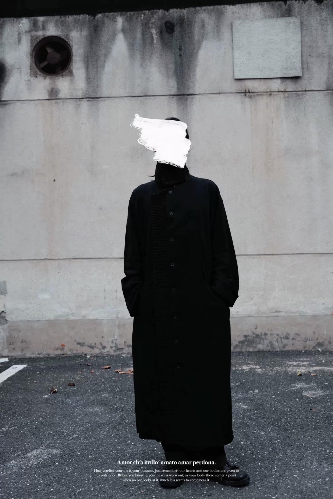 Yohji Yamamoto 23AW Flannel Stand-Collar Coat — back