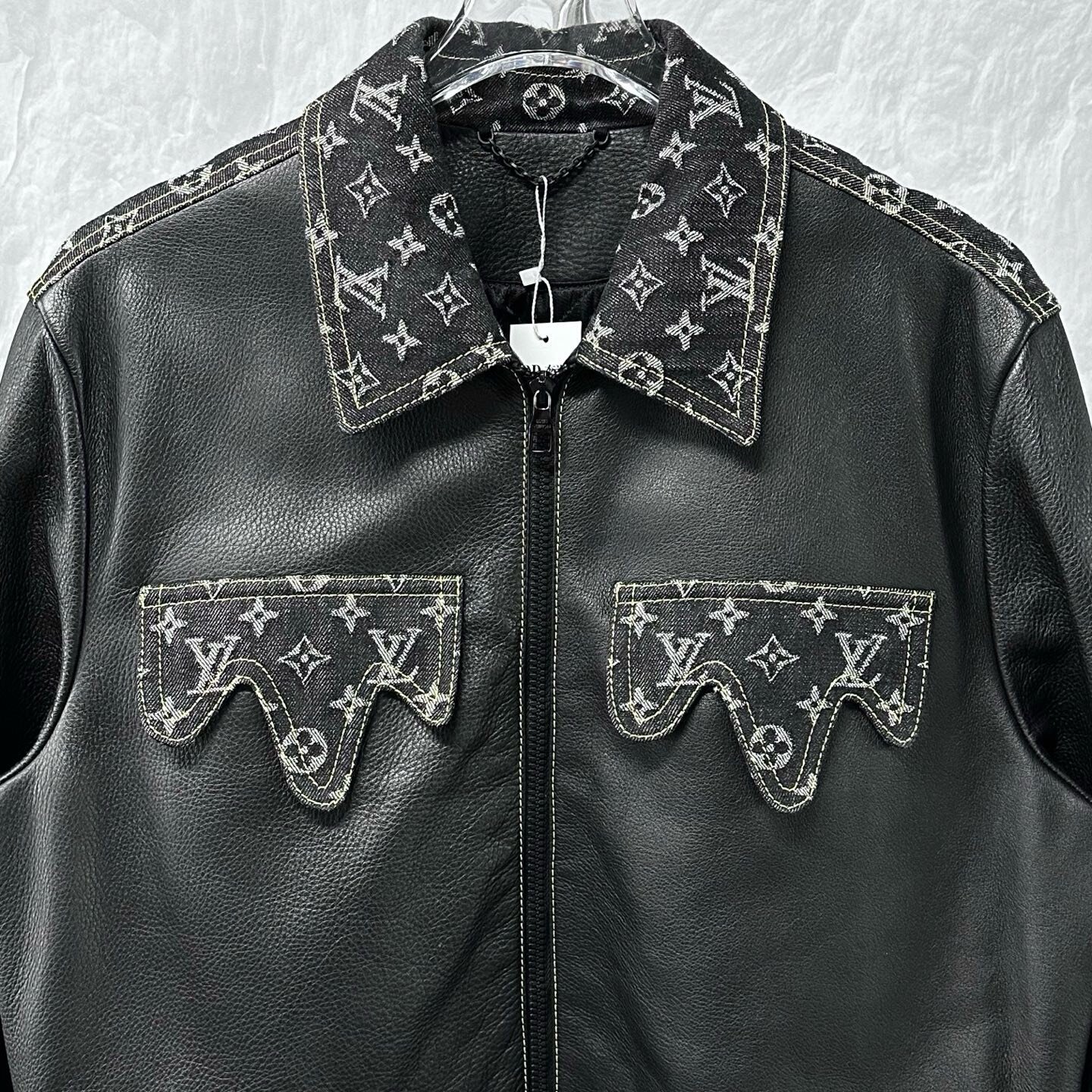 Louis Vuitton Nigo Spliced Leather Jacket — front