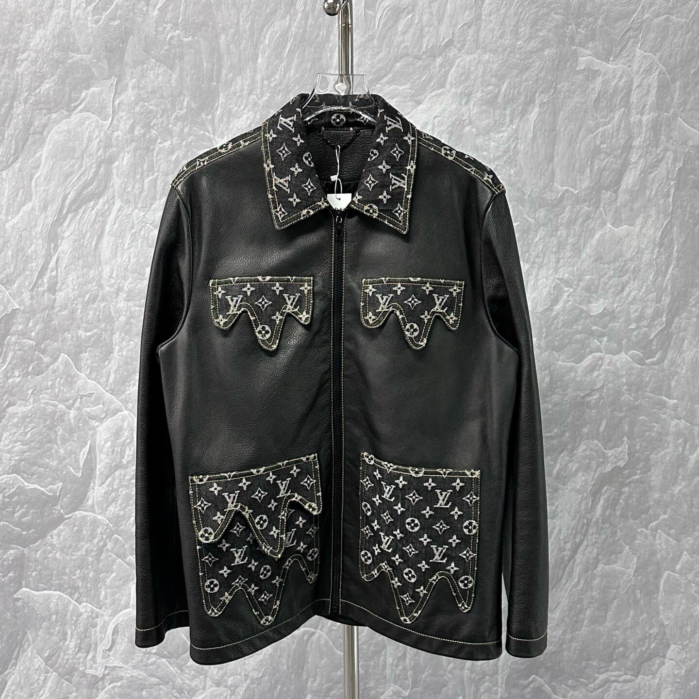 Louis Vuitton Nigo Spliced Leather Jacket