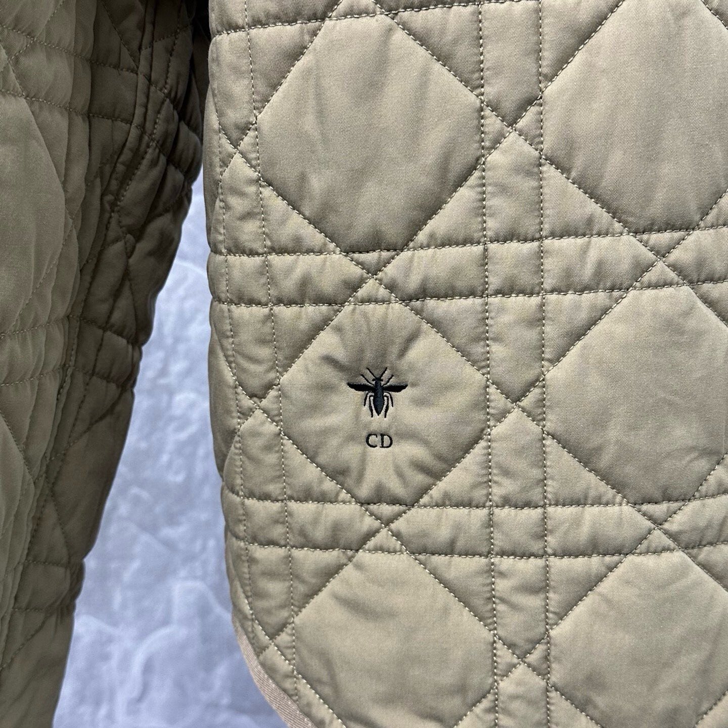 Dior Beige Quilted Diamond Hooded Coat — back
