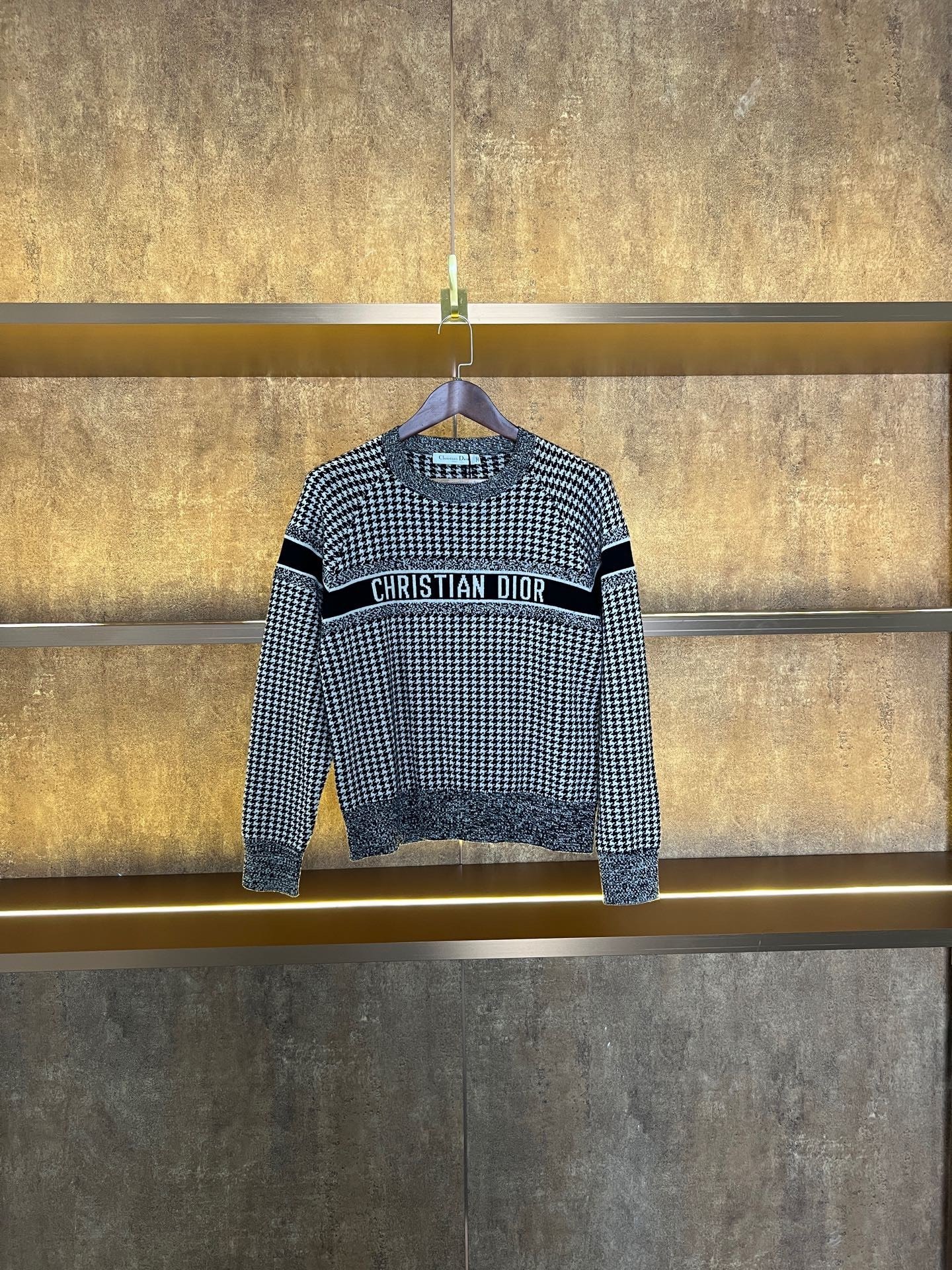 Dior Houndstooth Cashmere Knit Sweater