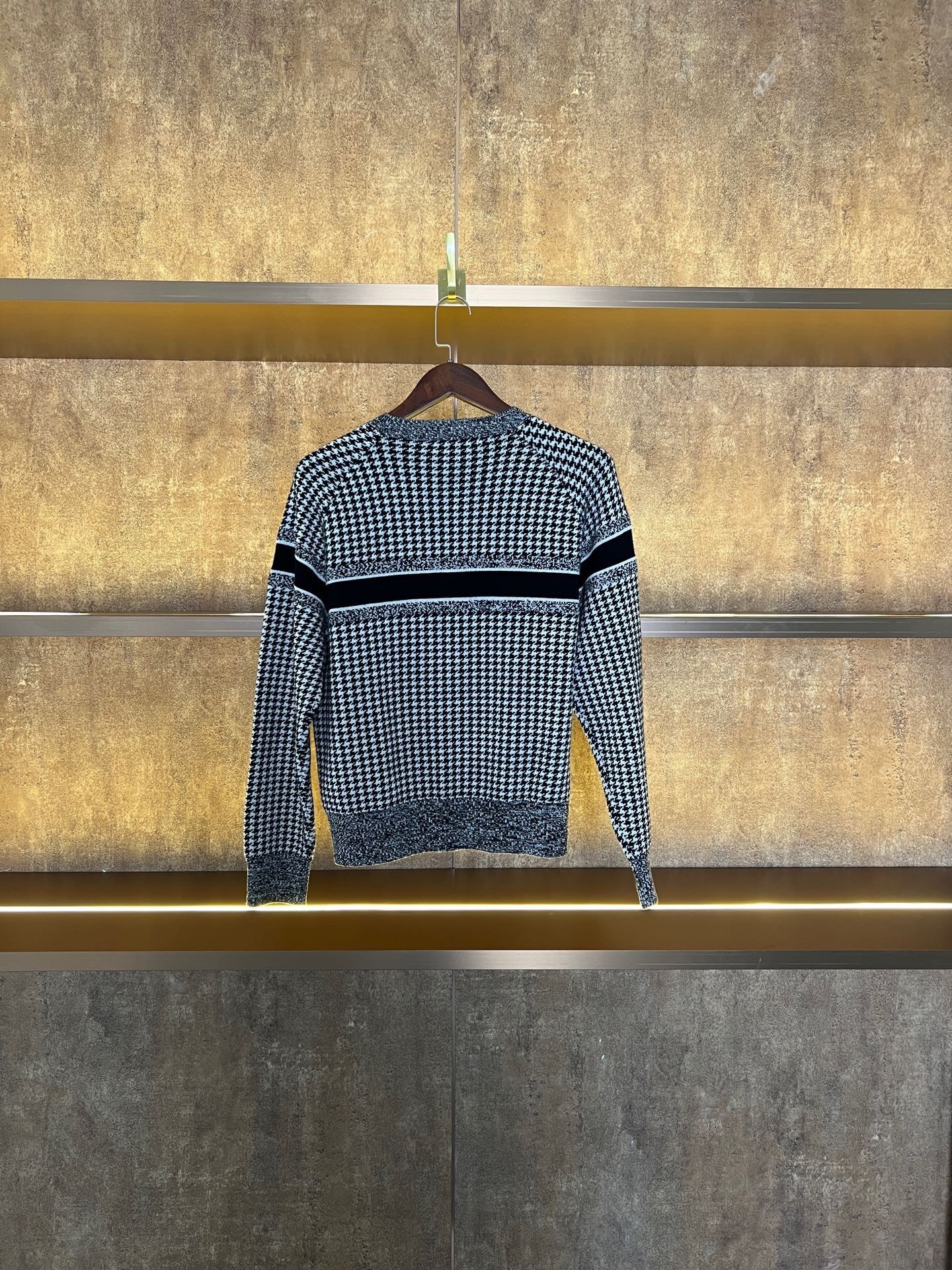 Dior Houndstooth Cashmere Knit Sweater — front