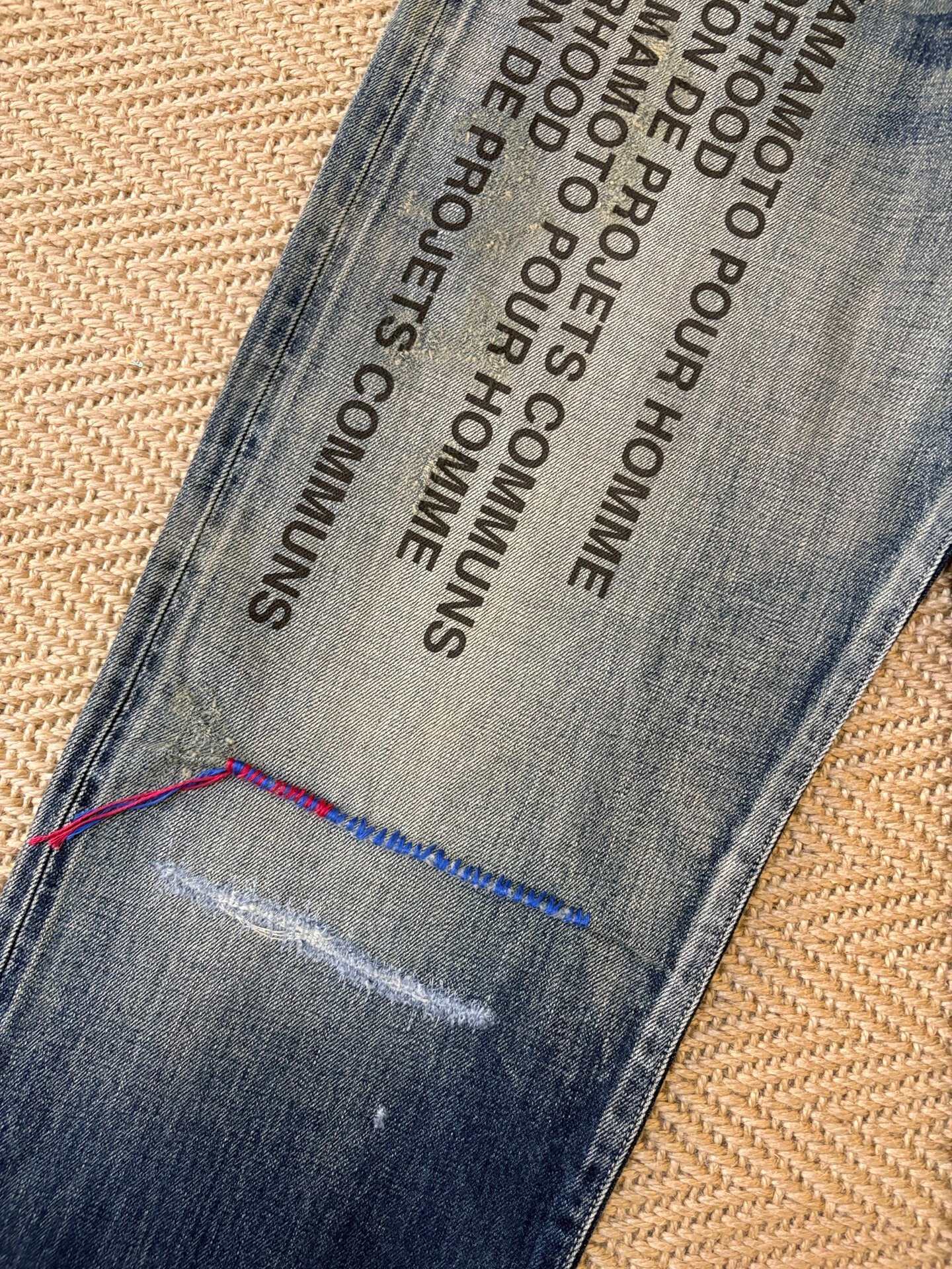 Neighborhood x Yohji Yamamoto Distressed Washed Jeans — back