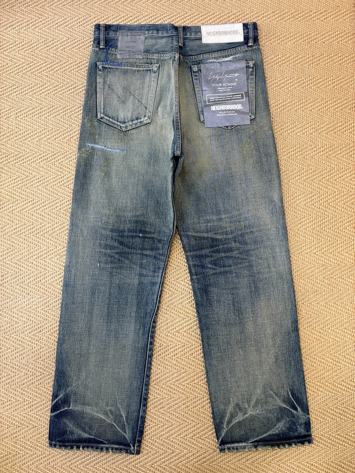 Neighborhood x Yohji Yamamoto Distressed Washed Jeans — front