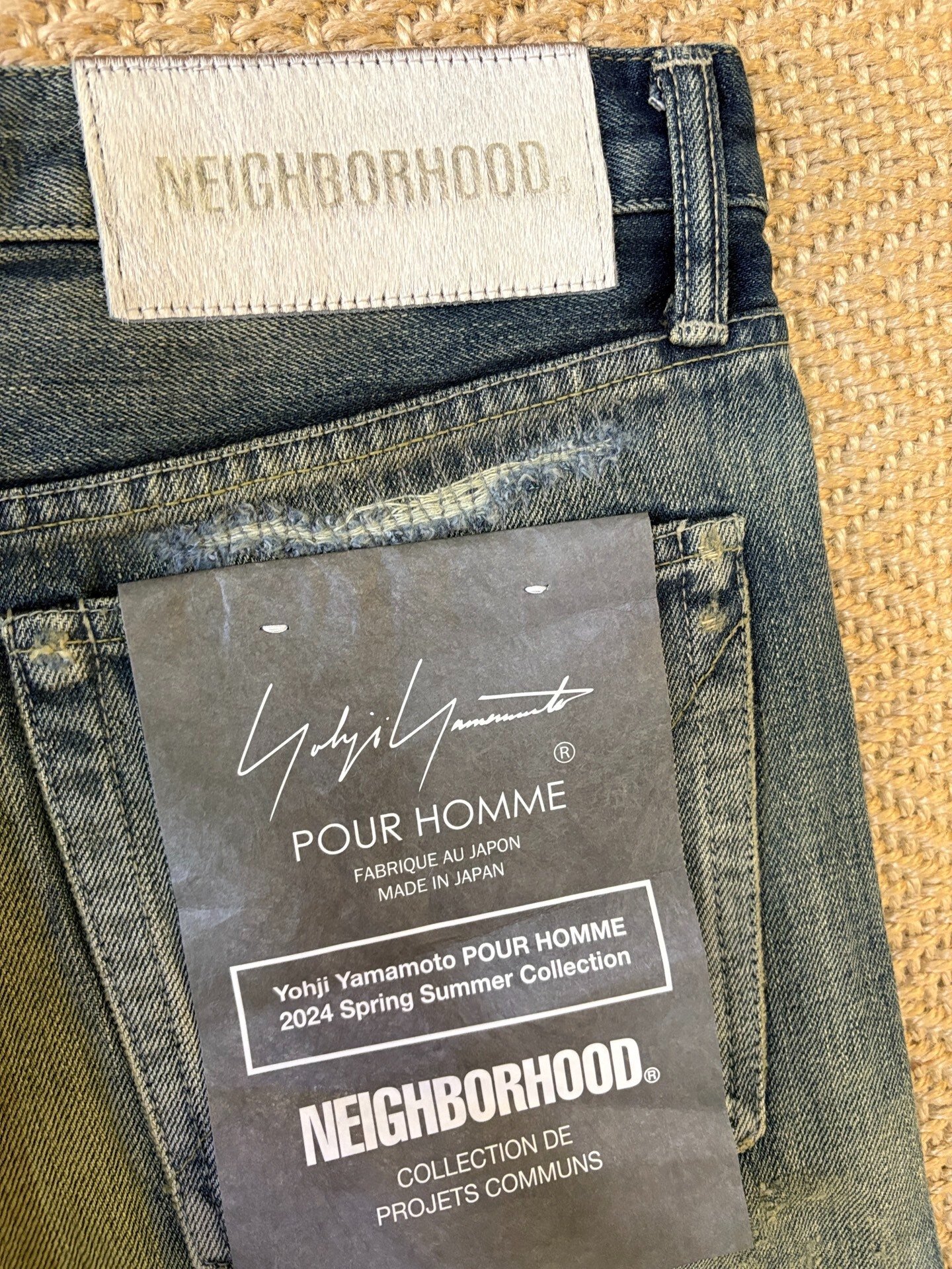 Neighborhood x Yohji Yamamoto Distressed Washed Jeans — detail