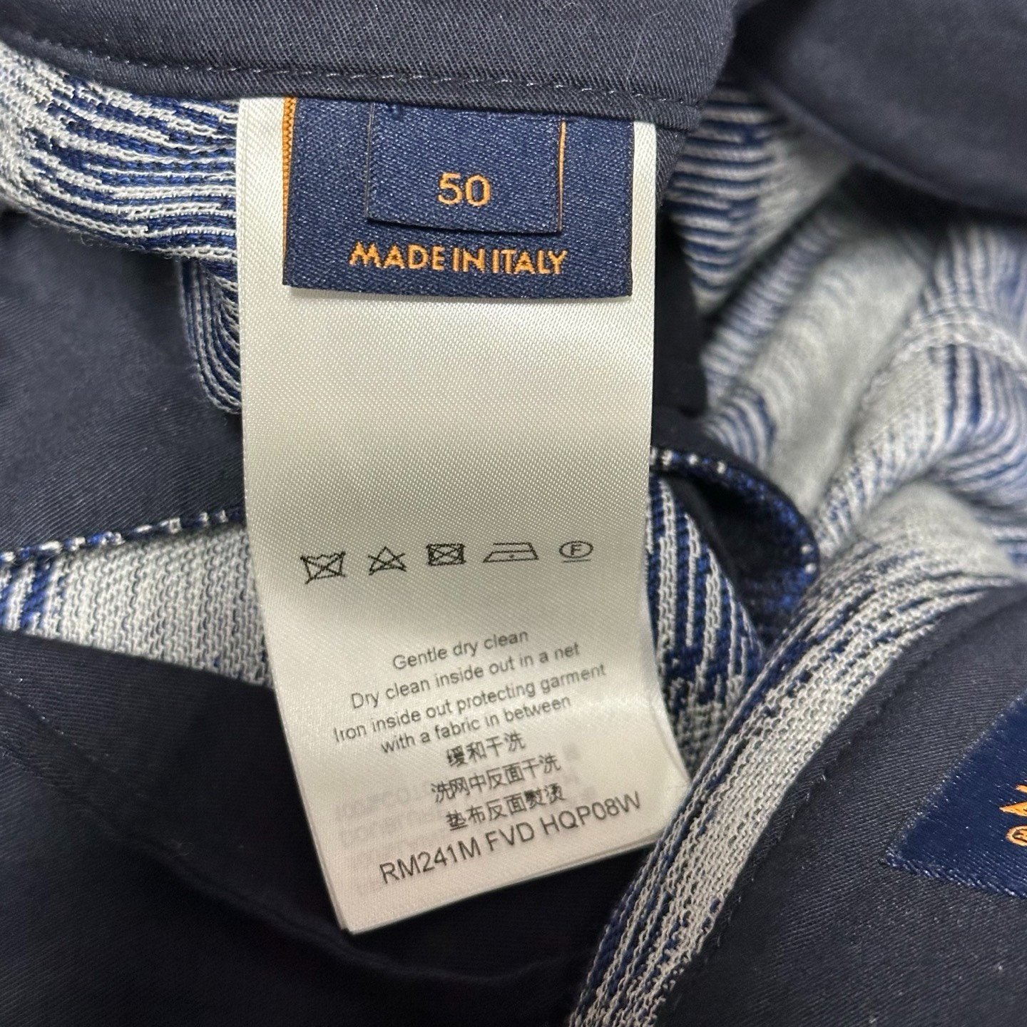 Louis Vuitton SS24 Mosaic Check Trousers — label