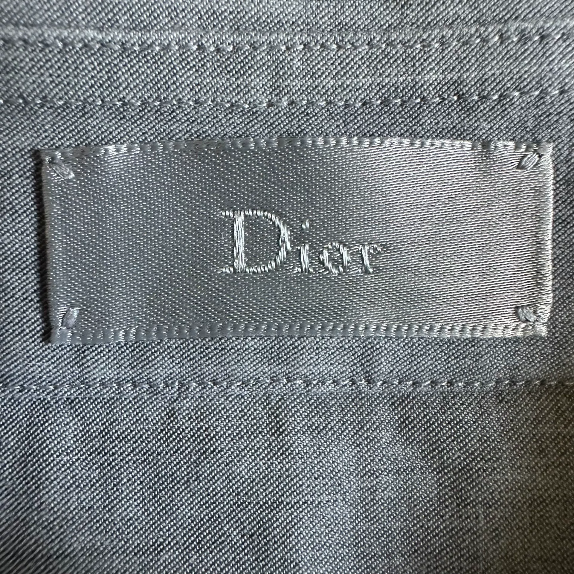 Dior Light Gray Bee Embroidered Shirt — label
