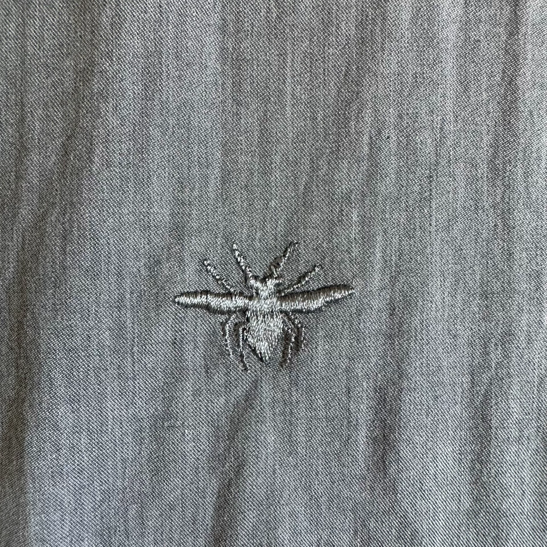 Dior Light Gray Bee Embroidered Shirt — front