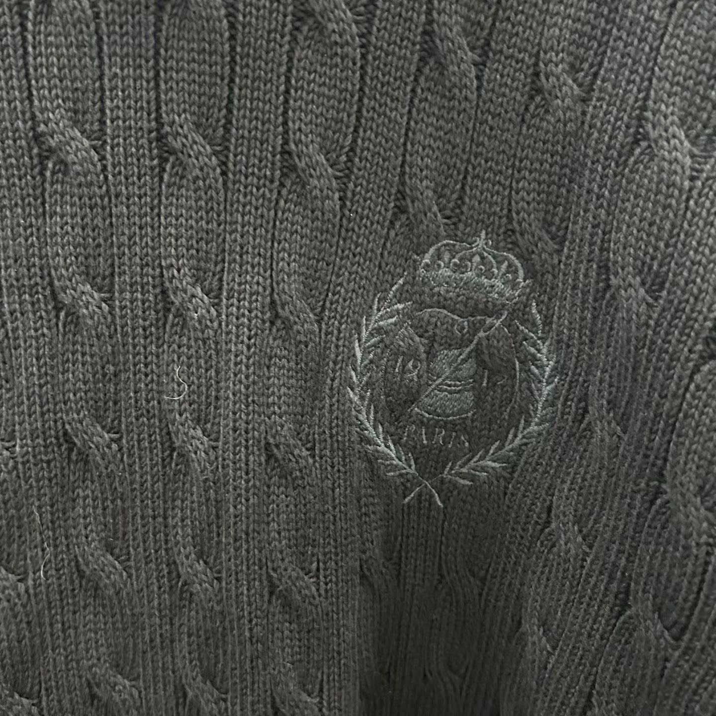 Balenciaga Wheat Embroidery Distressed Knit Sweater — detail