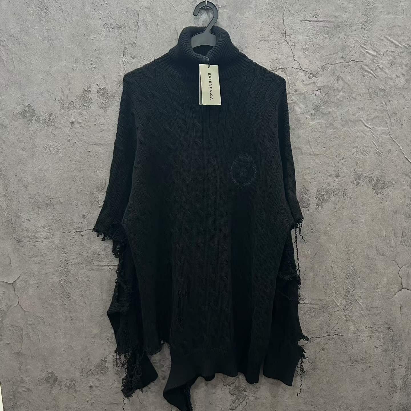 Balenciaga Wheat Embroidery Distressed Knit Sweater