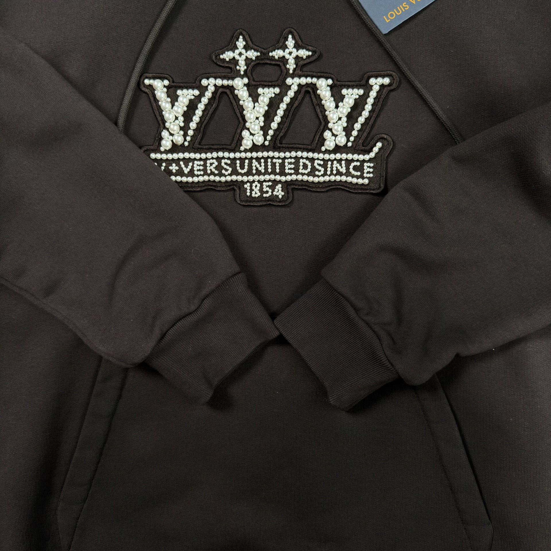 LV Beaded Logo Dark Brown Hoodie — back