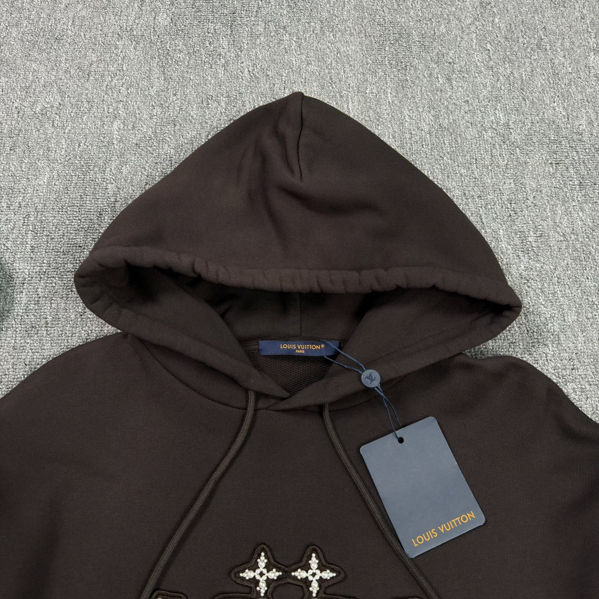 LV Beaded Logo Dark Brown Hoodie — detail