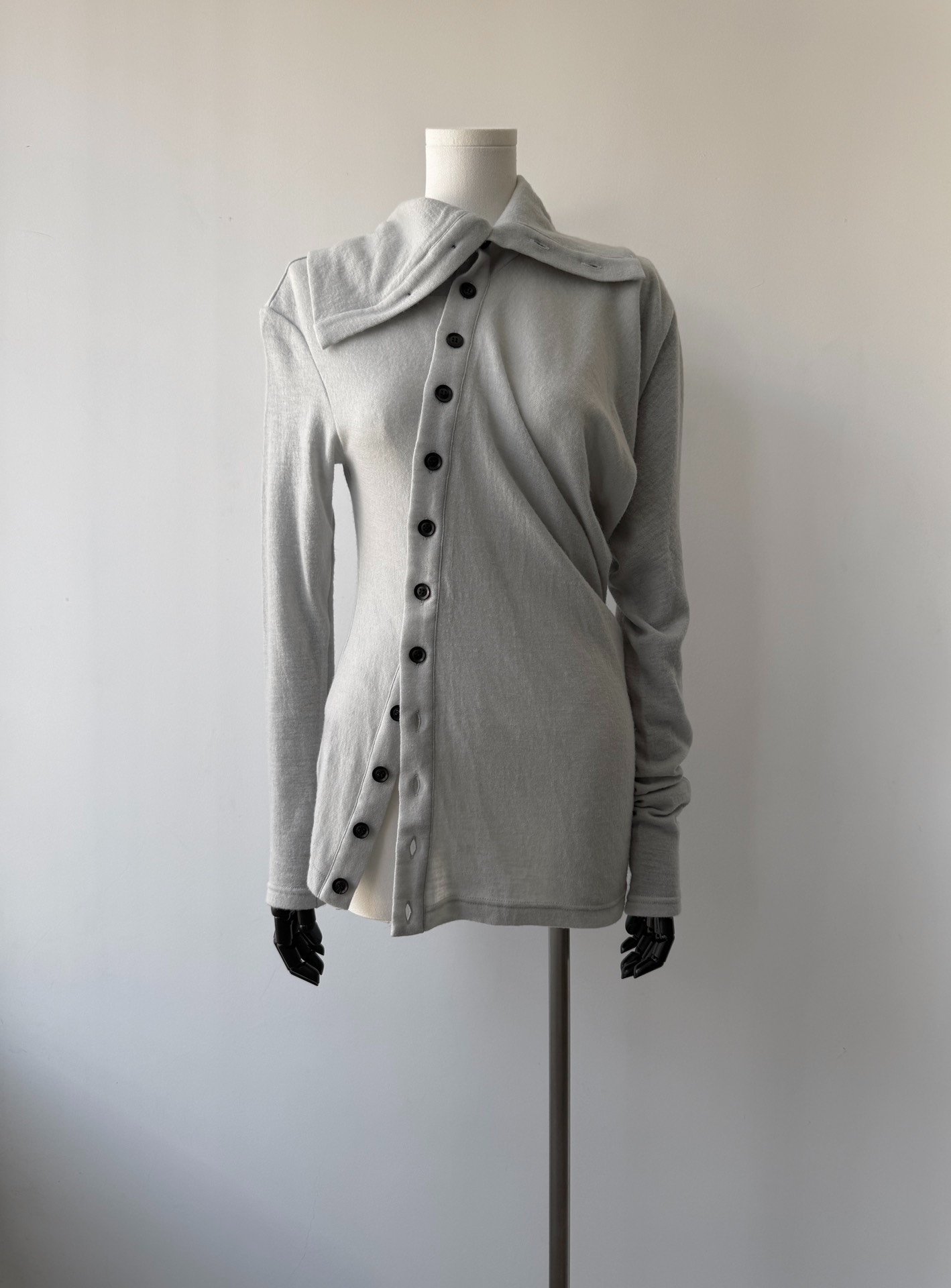 Yohji Yamamoto 19AW Asymmetric Wool Cardigan — front