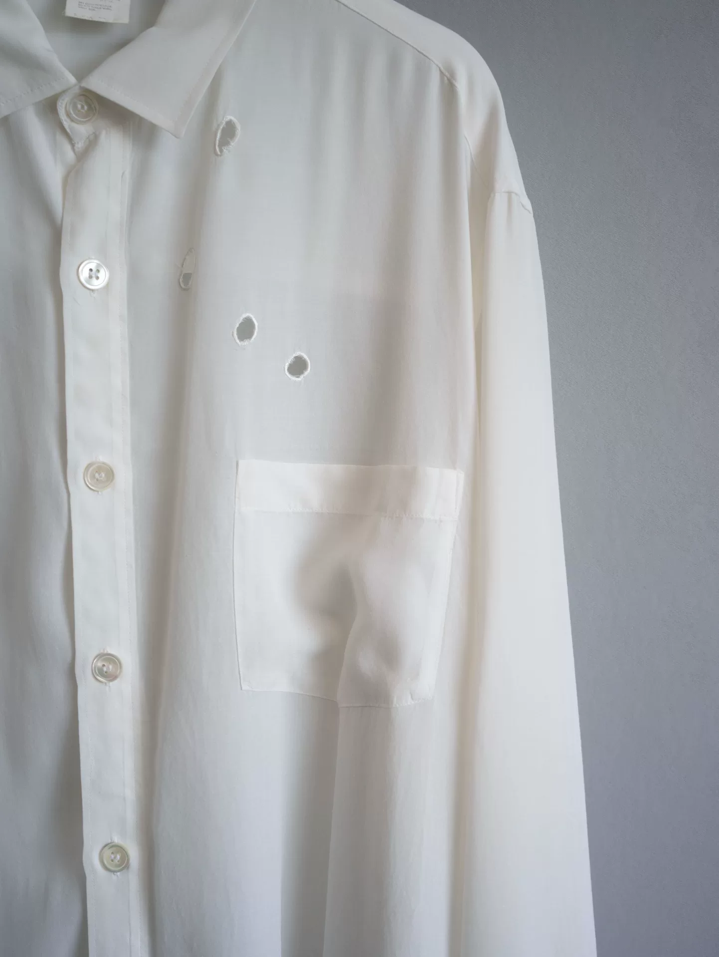 Yohji Yamamoto 92SS Bullet Hole Shirt — label
