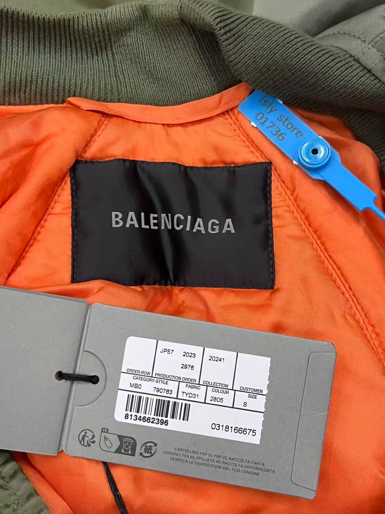 Balenciaga Green Pilot Jacket — back
