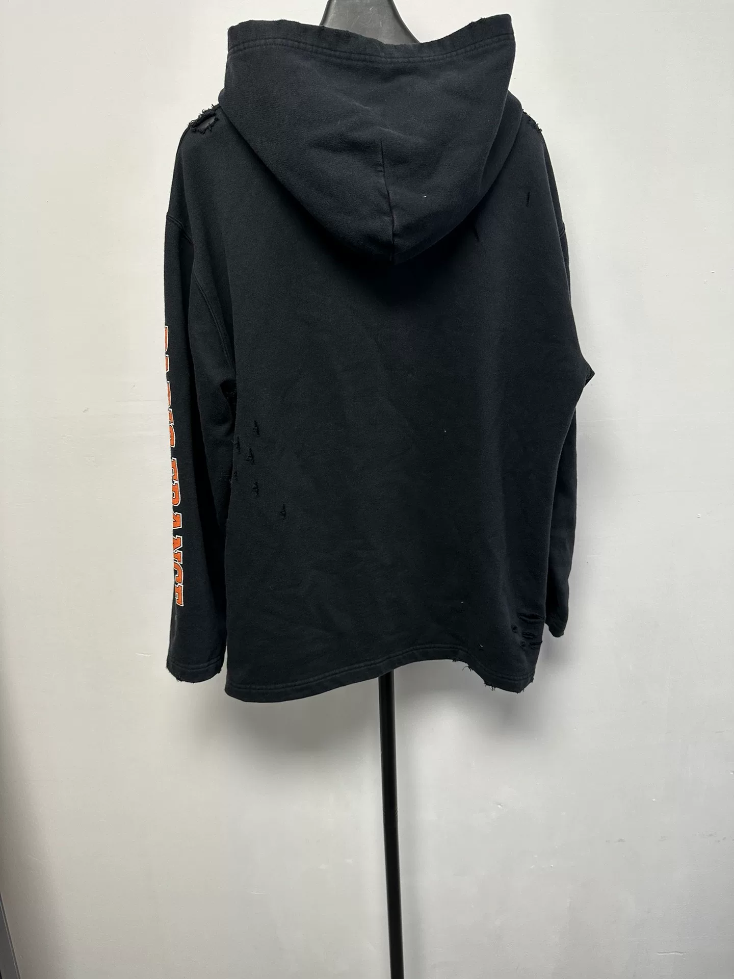 Balenciaga Black Orange Lettering Hoodie — front