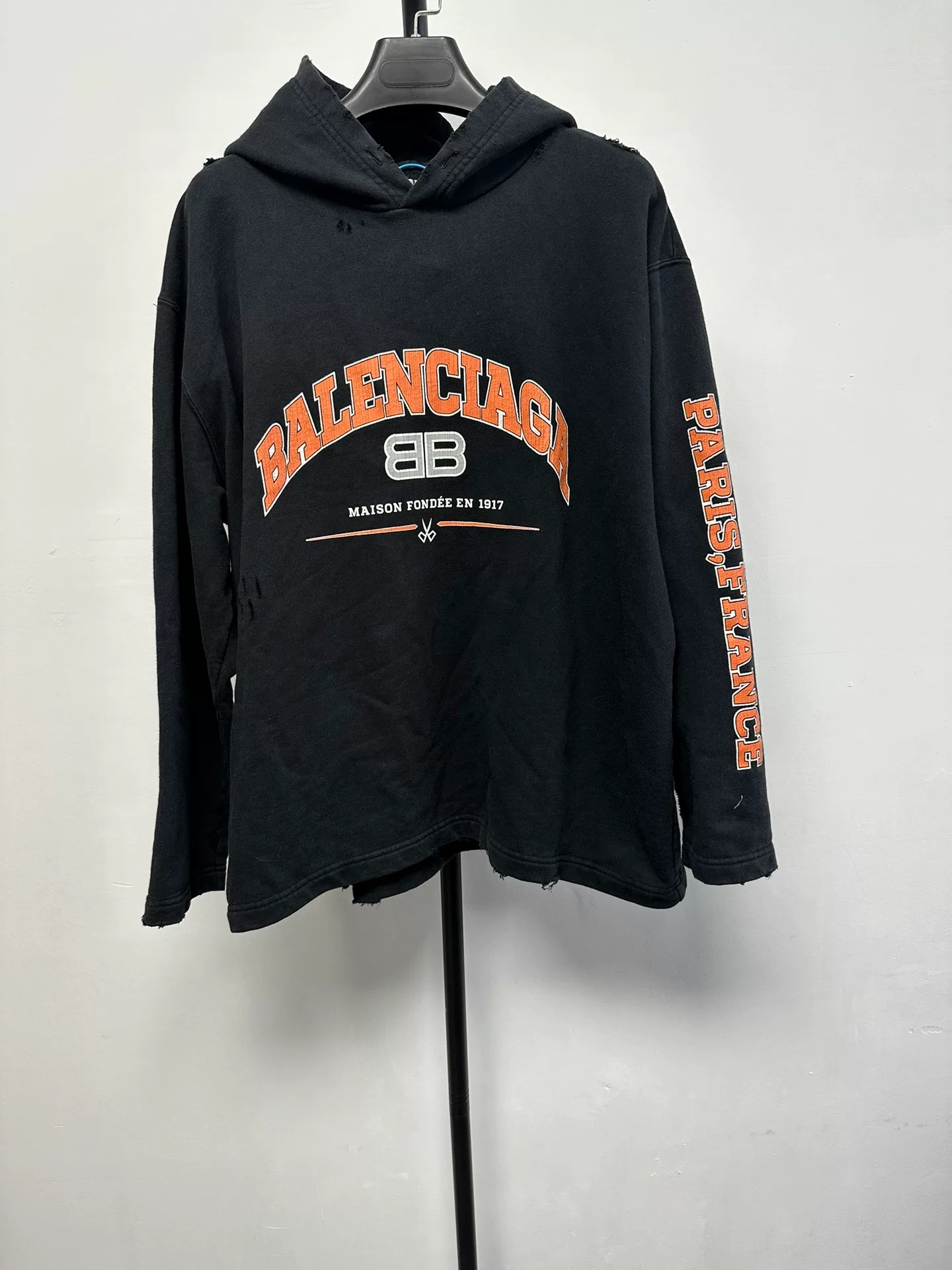 Balenciaga Black Orange Lettering Hoodie