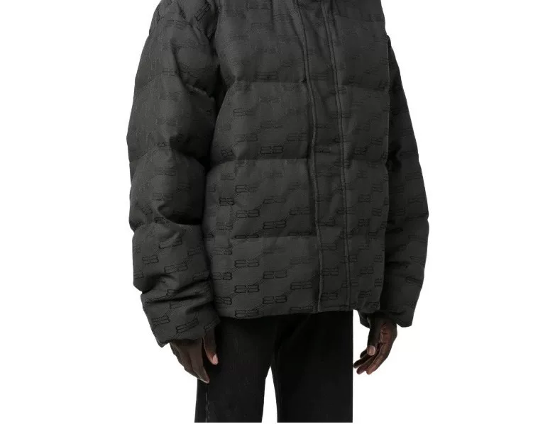 Balenciaga BB Monogram Black Puffer Jacket — front
