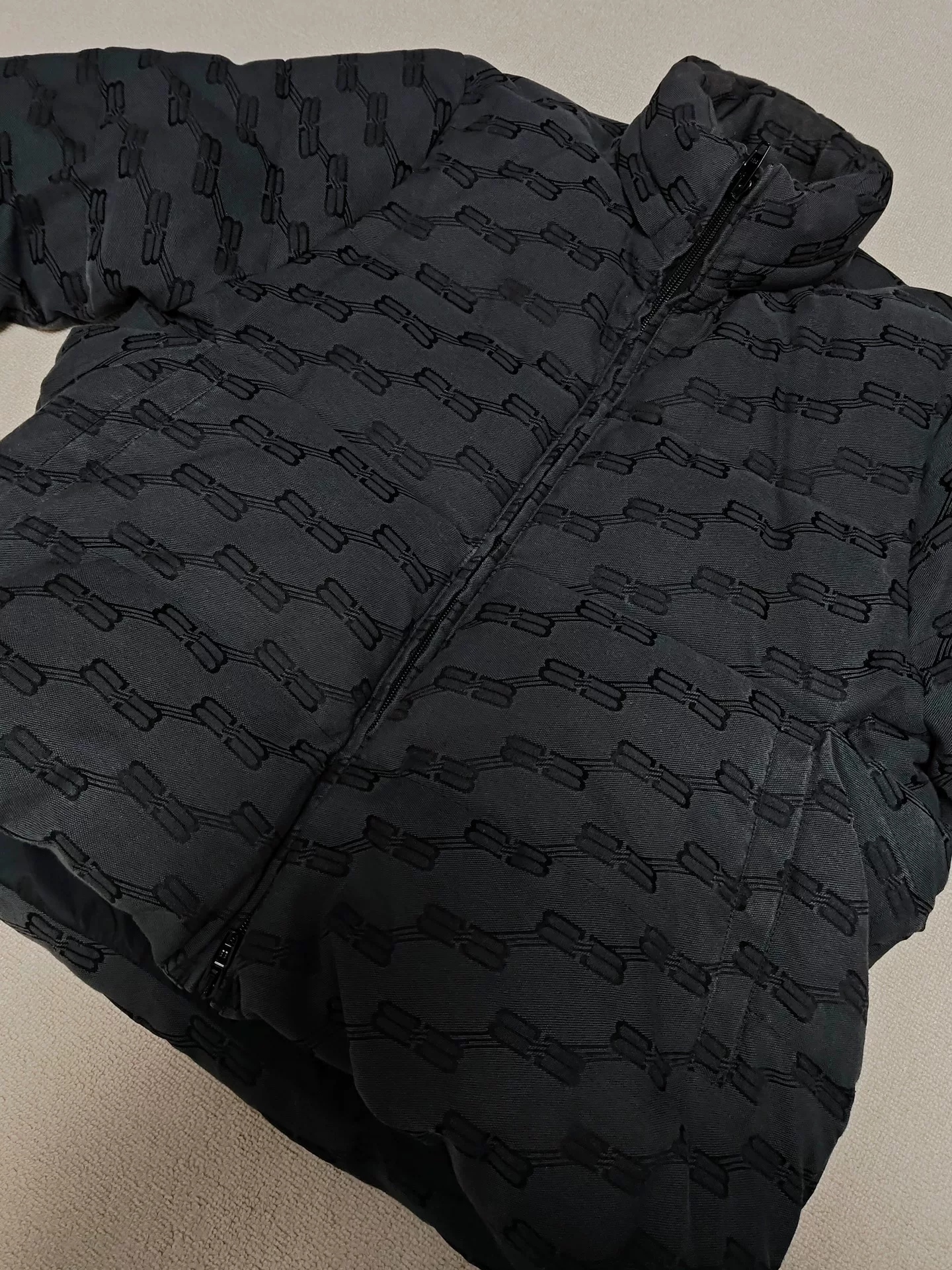 Balenciaga BB Monogram Black Puffer Jacket — back