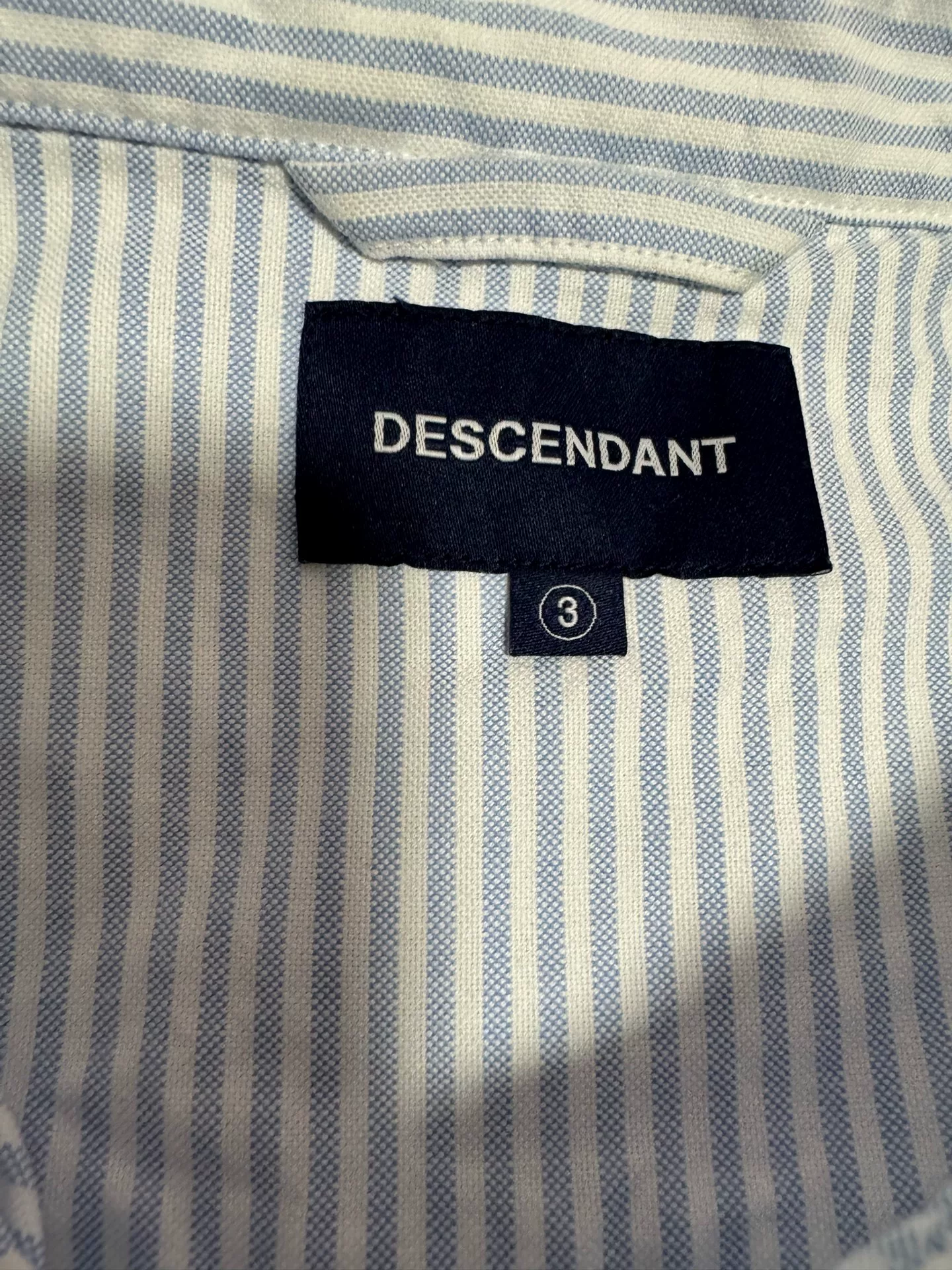 Descendant 21ss Blue White Striped Shirt — detail