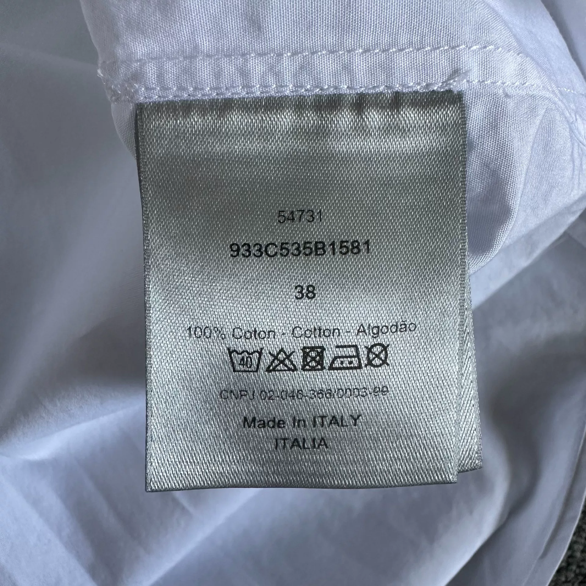 Dior White Long-sleeve Chest Logo Shirt — back