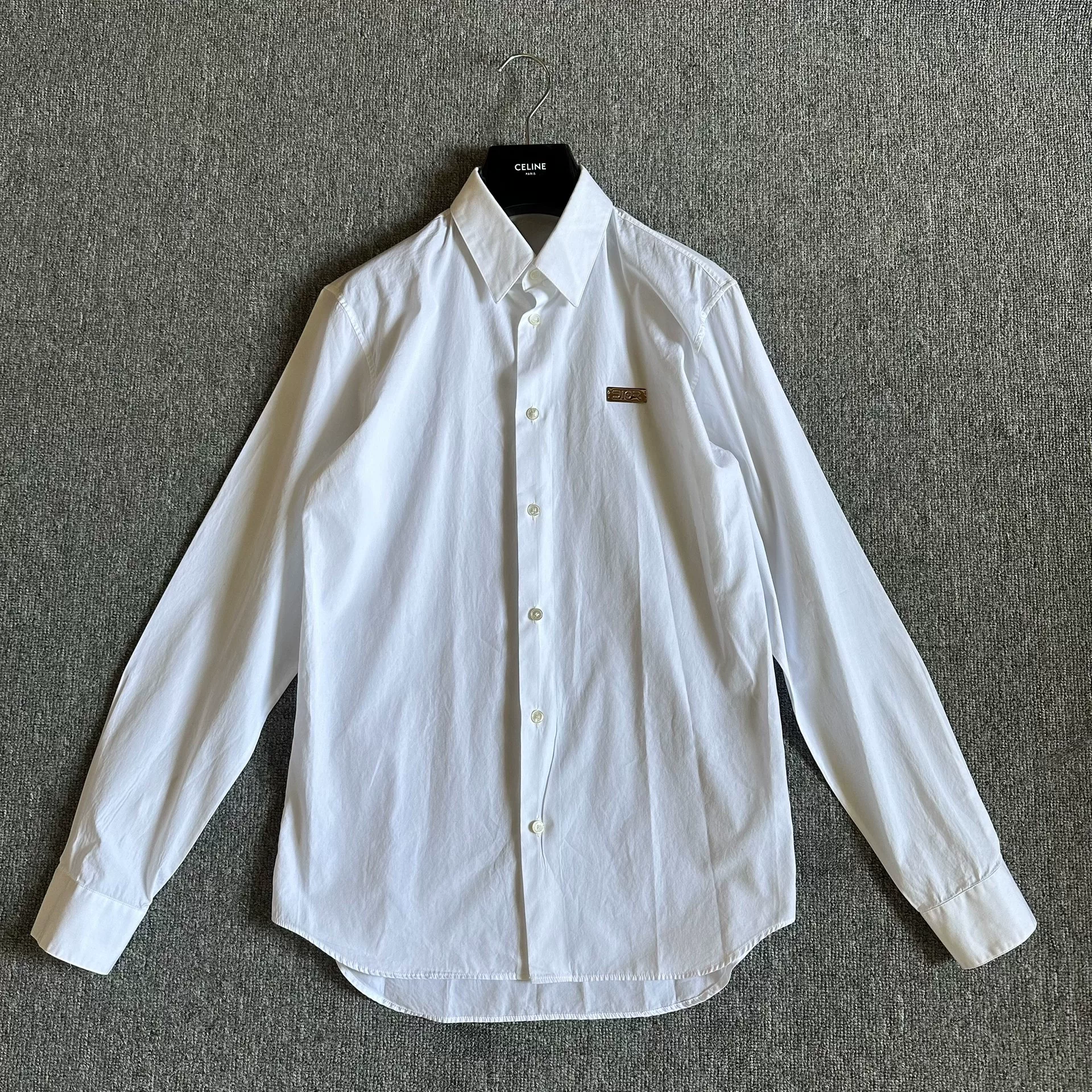 Dior White Long-sleeve Chest Logo Shirt