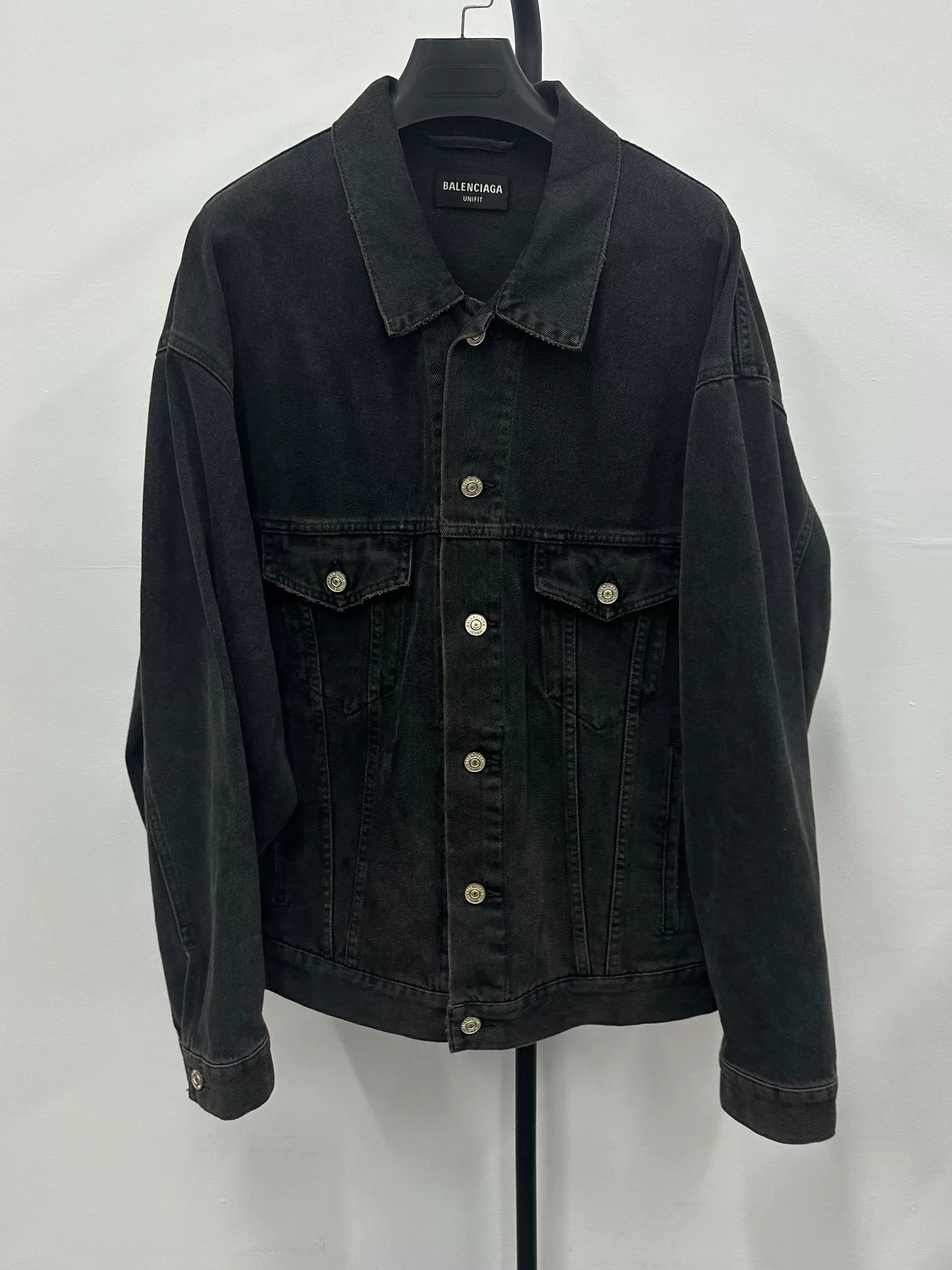 Balenciaga 22ss Spray-Painted BB Oversized Denim Jacket — front