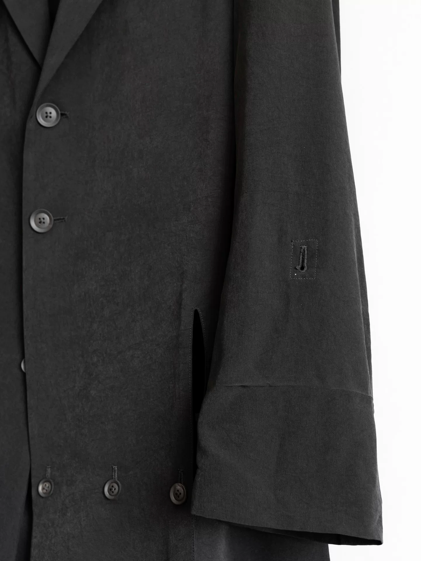 Yohji Yamamoto 25SS Deconstructed Asymmetric Coat — label