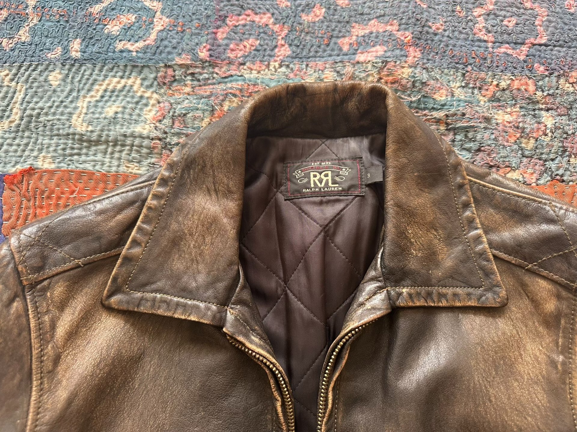 POLO Ralph Lauren Vintage Brown Leather Jacket — detail
