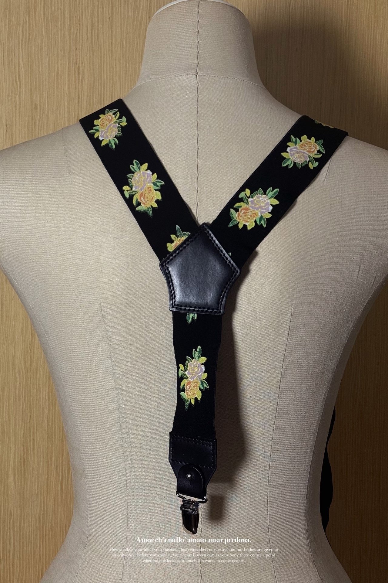 Yohji Yamamoto Black Floral Y-Suspenders — back