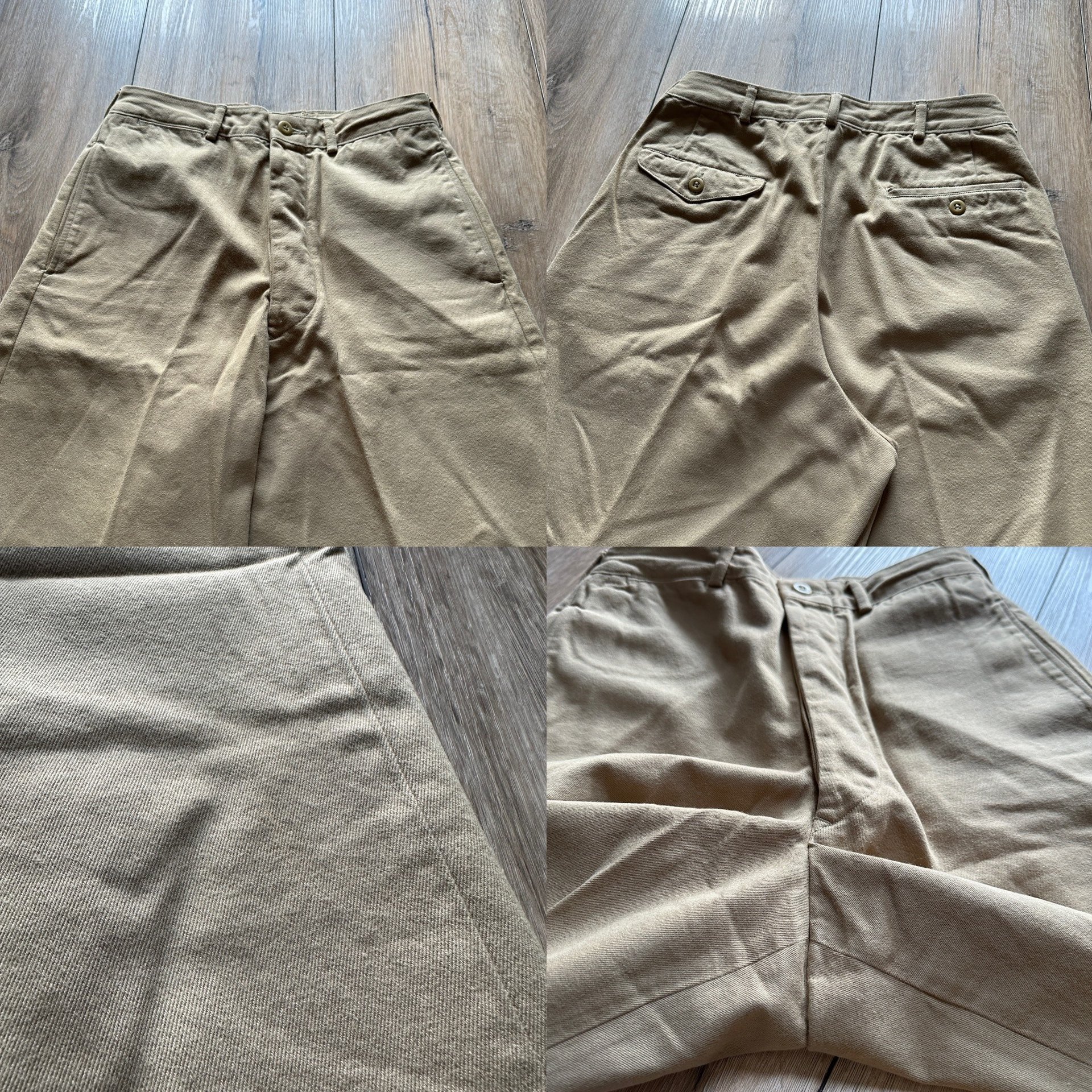 RED CLOUD 1950CH Khaki Wide-Leg Pants — detail