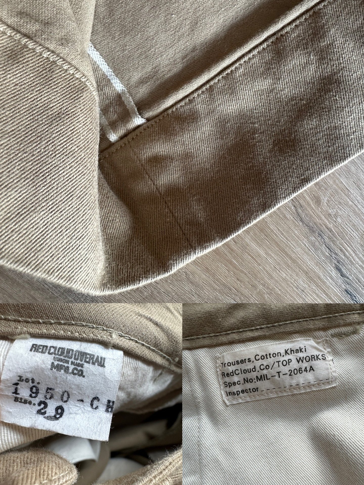 RED CLOUD 1950CH Khaki Wide-Leg Pants — label