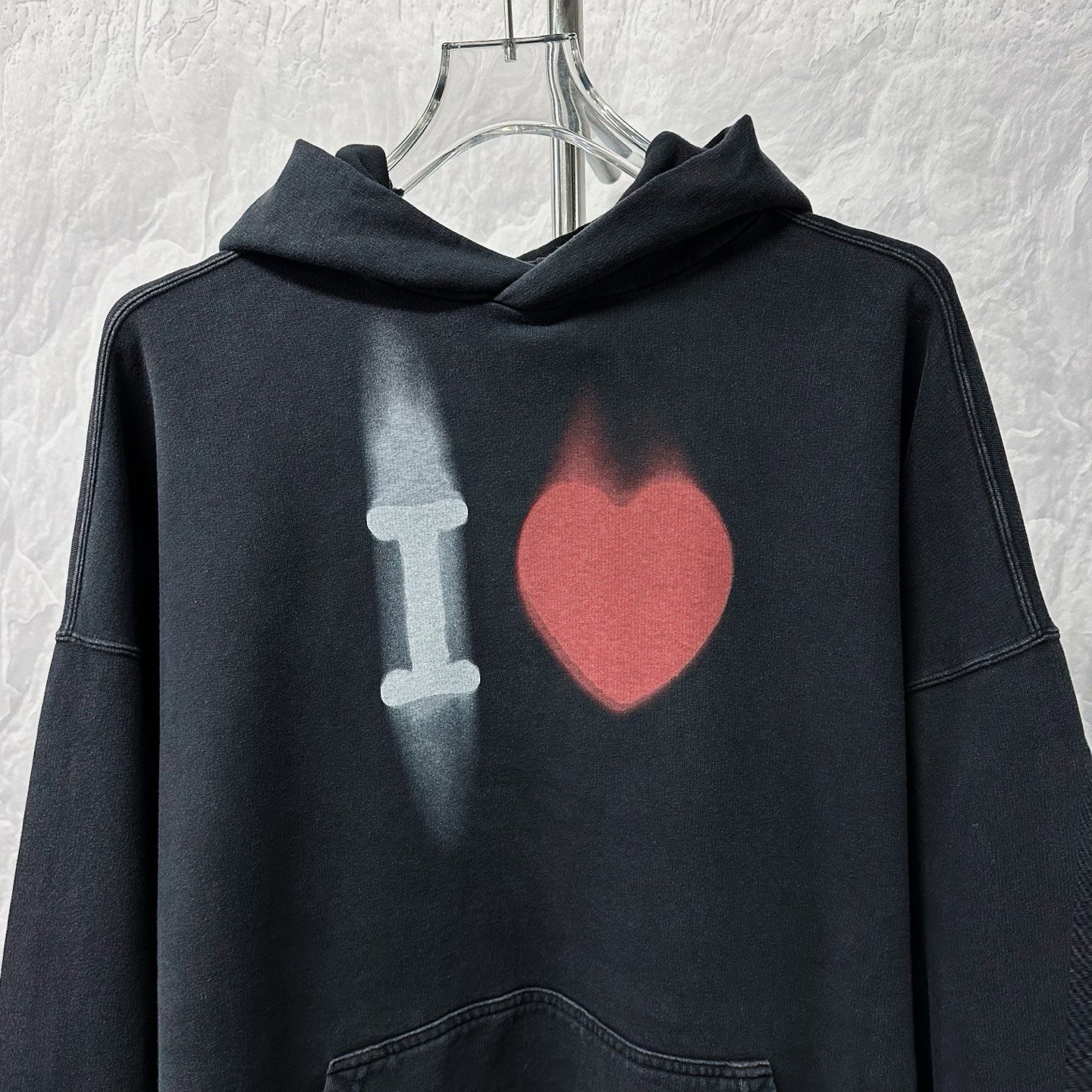 Balenciaga Heart Print Distressed Hoodie — front