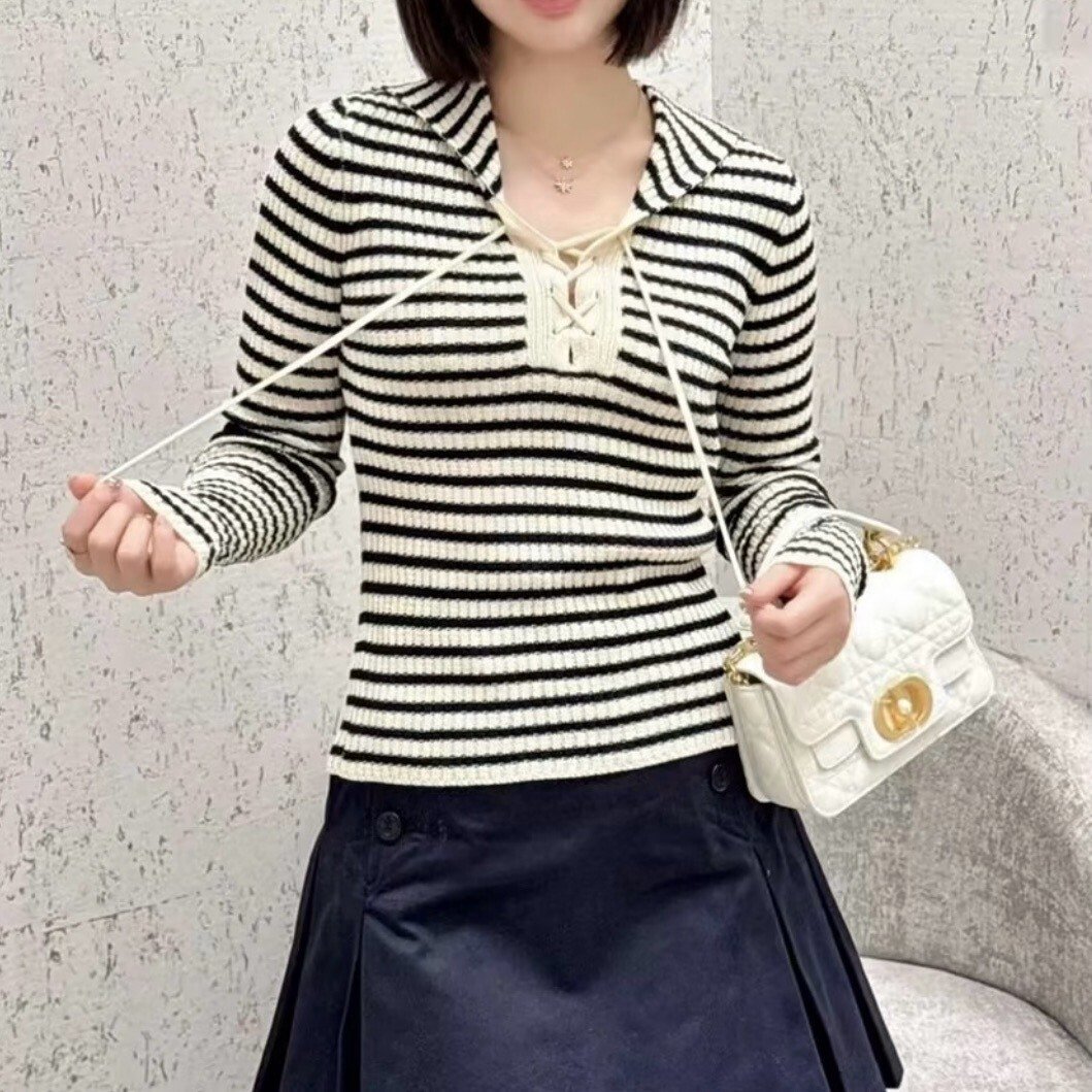 Dior FW24 Striped Navy Collar Knit Sweater