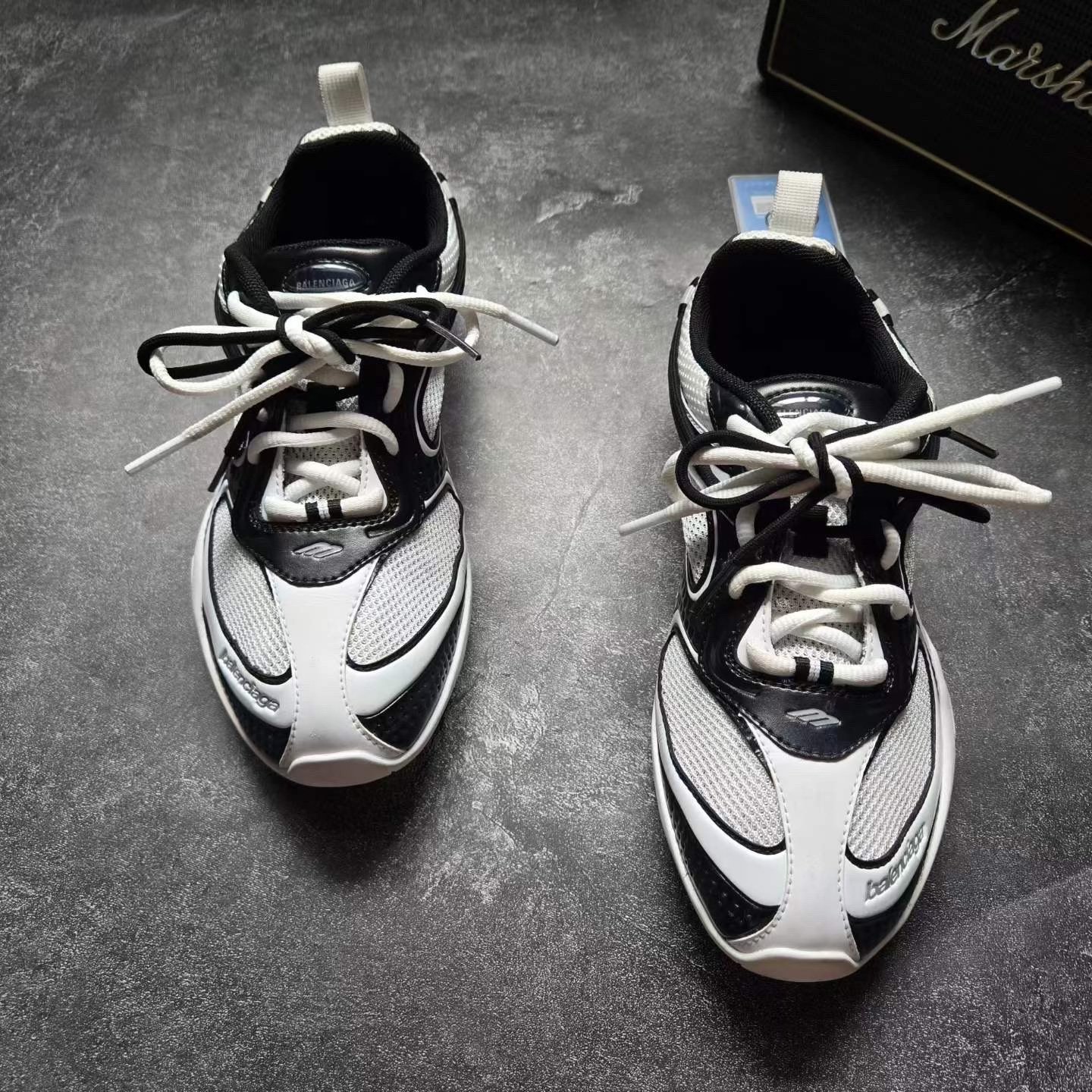 Balenciaga Radar Black White Running Shoes — front