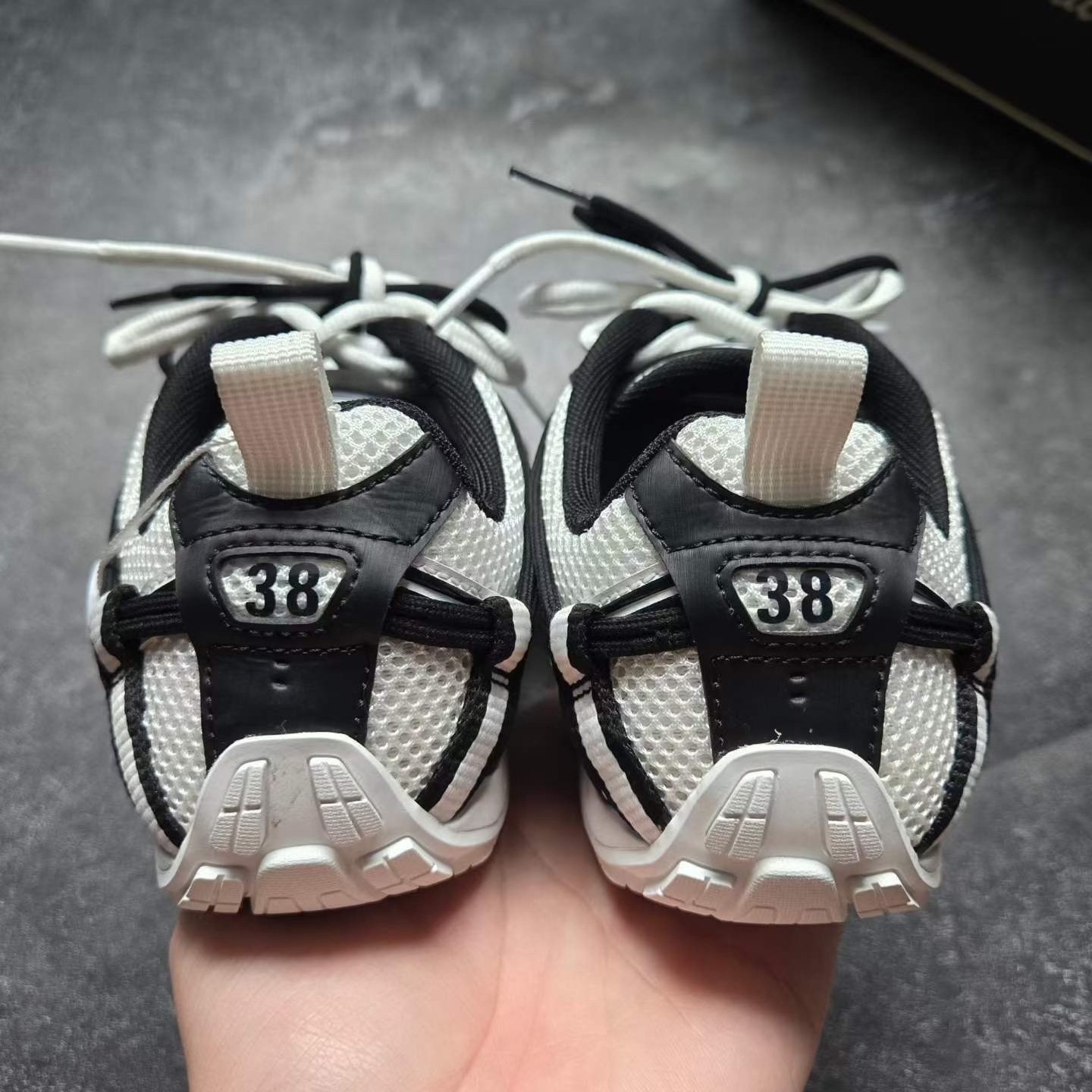 Balenciaga Radar Black White Running Shoes — detail