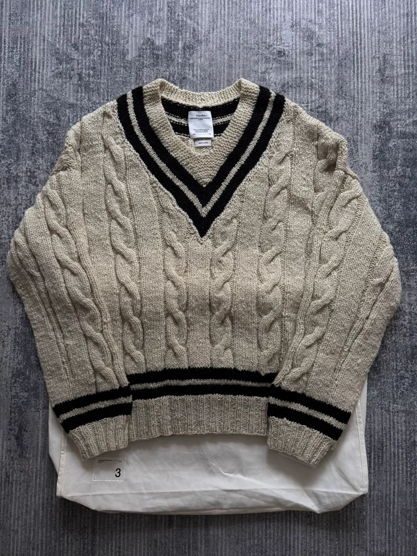 VISVIM 22AW V COLLEGIUM HAND KNIT SWEATER